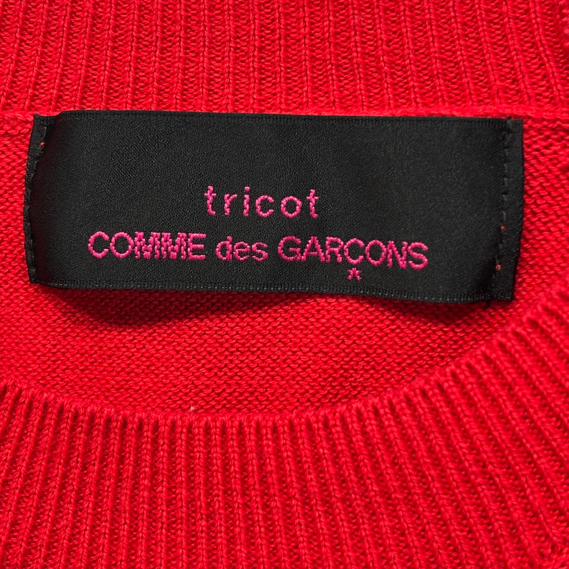 tricot COMME des GARCONS(トリココムデギャルソン) 15AW Bubble “ALOHA” Design Crew Neck Knit 吹き出し アロハ デザイン クルーネック コットン ニット TP-N208 FREE レッド AD2015