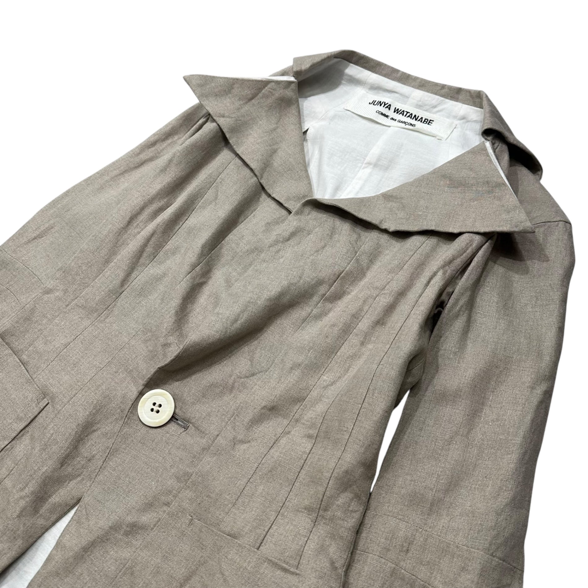 JUNYA WATANABE COMME des GARCONS(ジュンヤワタナベコムデギャルソン) 1997SS Wide-Collar Single-Button Linen Jacket ワイドカラー 1ボタン リネン ジャケット JJ-100230 FREE アイボリー 90s アーカイブ