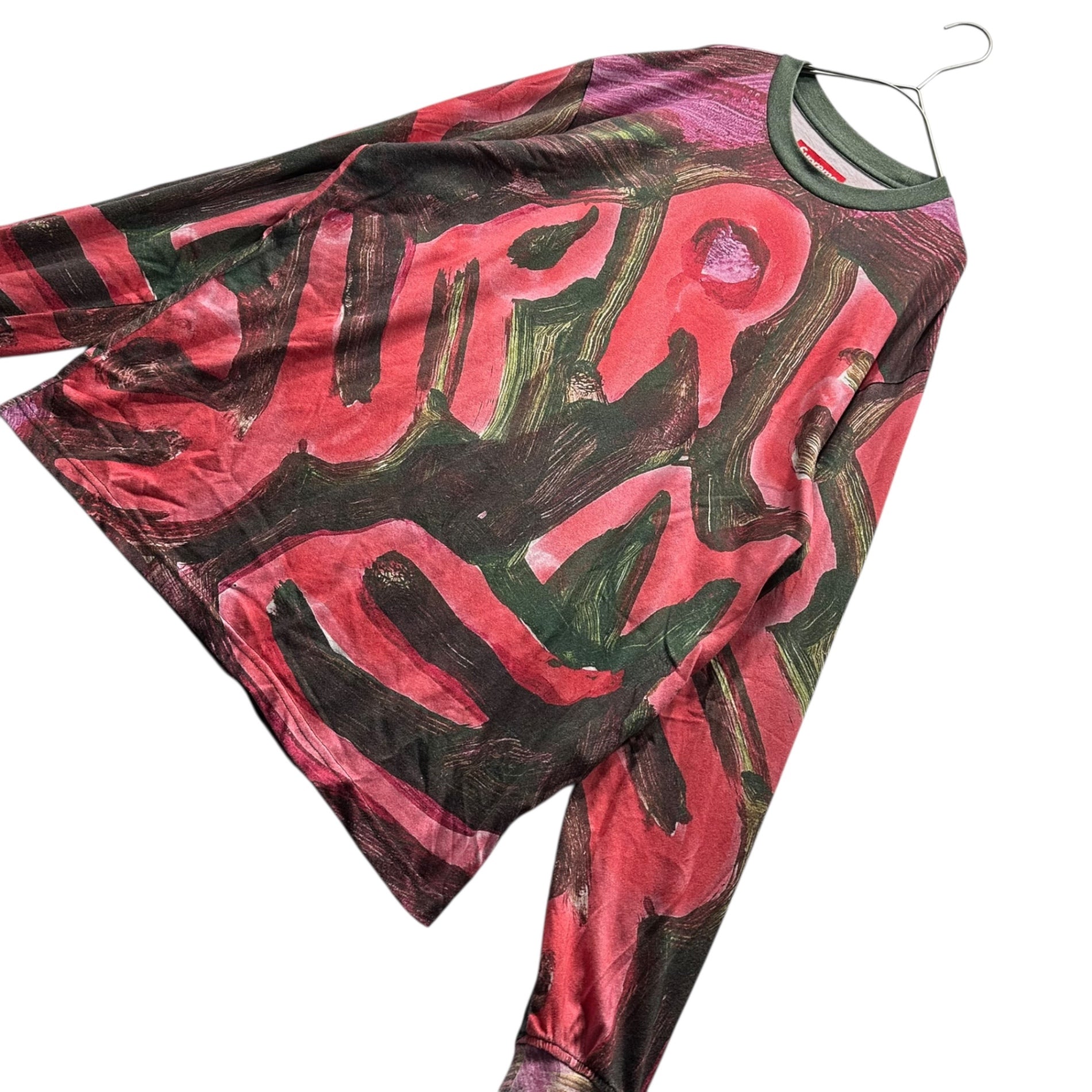 SUPREME(シュプリーム) 24SS Paint L/S Top Multicolor プリント 長袖 Tシャツ M レッド×グリーン