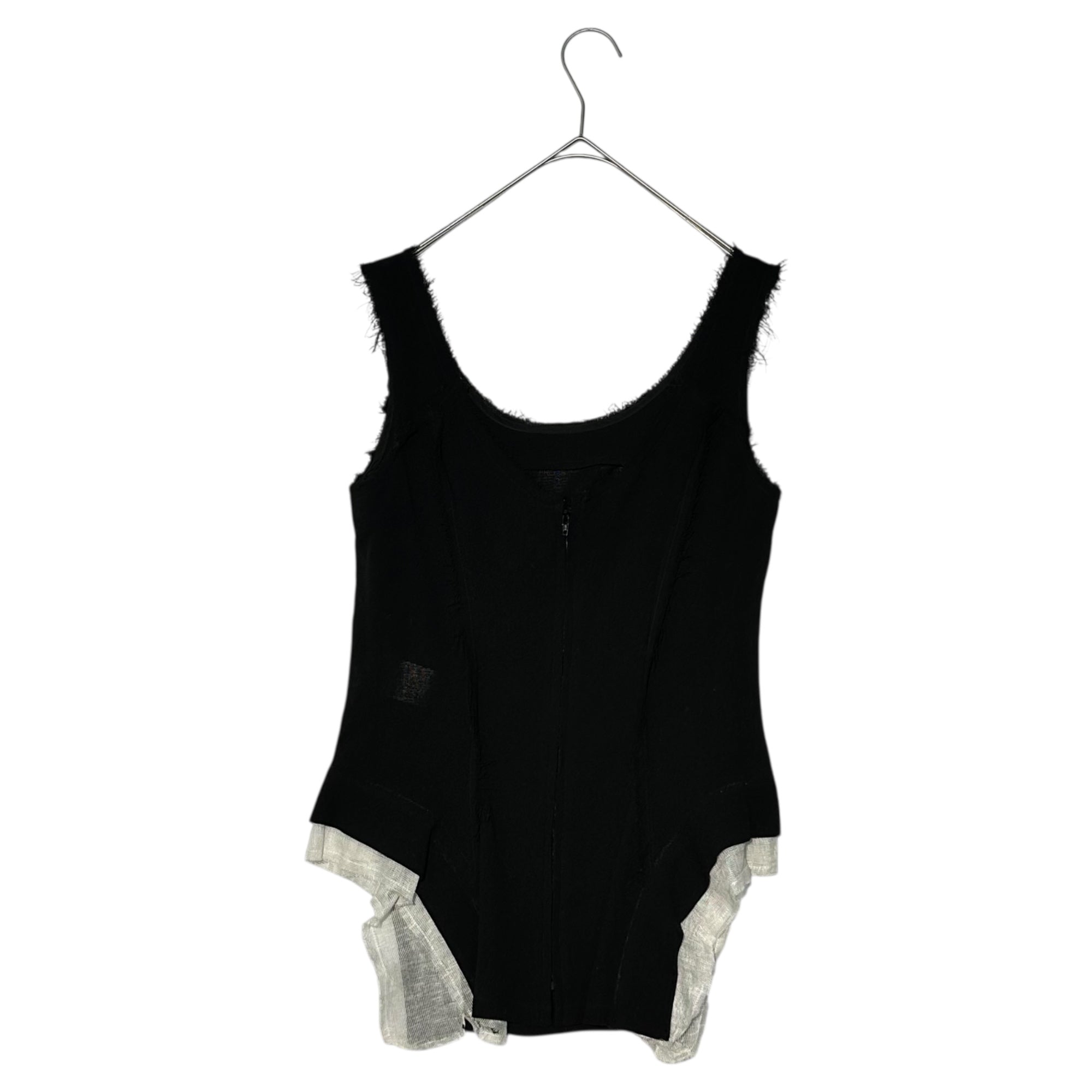 YOHJI YAMAMOTO(ヨウジヤマモト) Back zip sleeveless design cut and sew バックジップ ノースリーブ デザイン カットソー FG-B05-813 2(M程度) ブラック×ホワイト