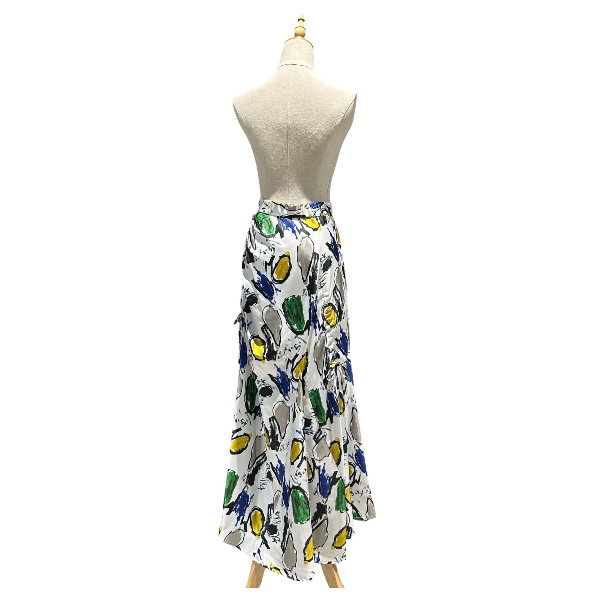 UN3D.(アンスリード) Skirt with ribbon decorative paint and graphic print リボン 装飾 ペイント グラフィック スカート 522140800001-01 38(M程度) ホワイト×マルチカラー