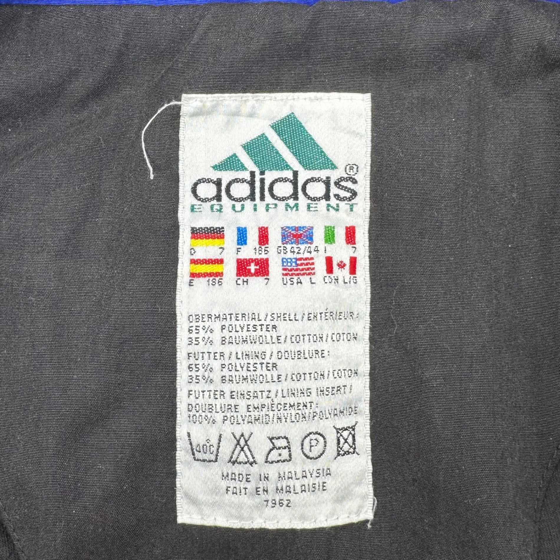 adidas(アディダス) 90's One-point logo border zip-up vest ワンポイントロゴ ボーダー ジップアップ ベスト 90年代 Y2K B-BOY L(実寸XL程度) ブルー×ブラック