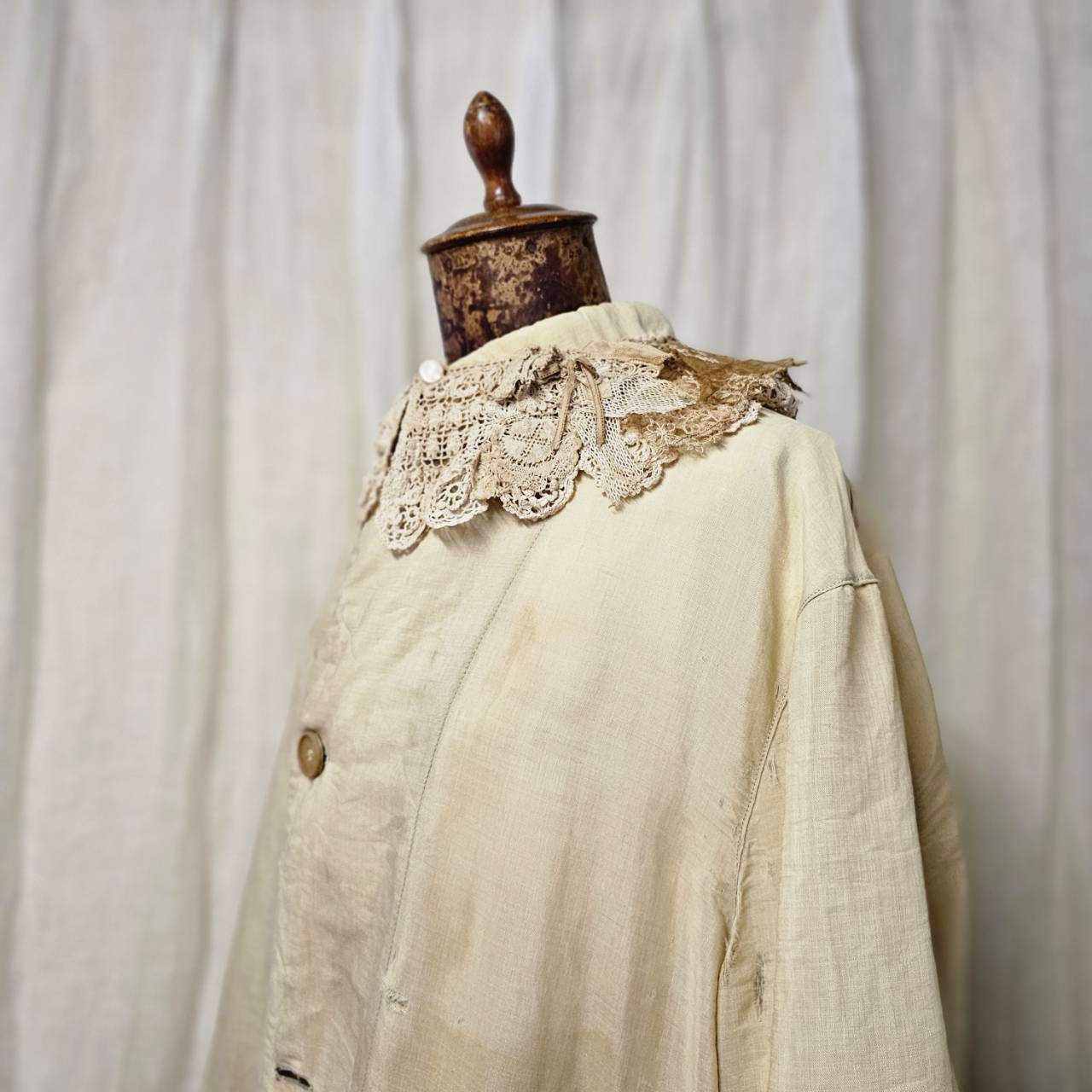 Euro vintage(ヨーロッパヴィンテージ) the cotton delicate lace collar 繊細な花模様レースのコットンつけ襟 ベージュ