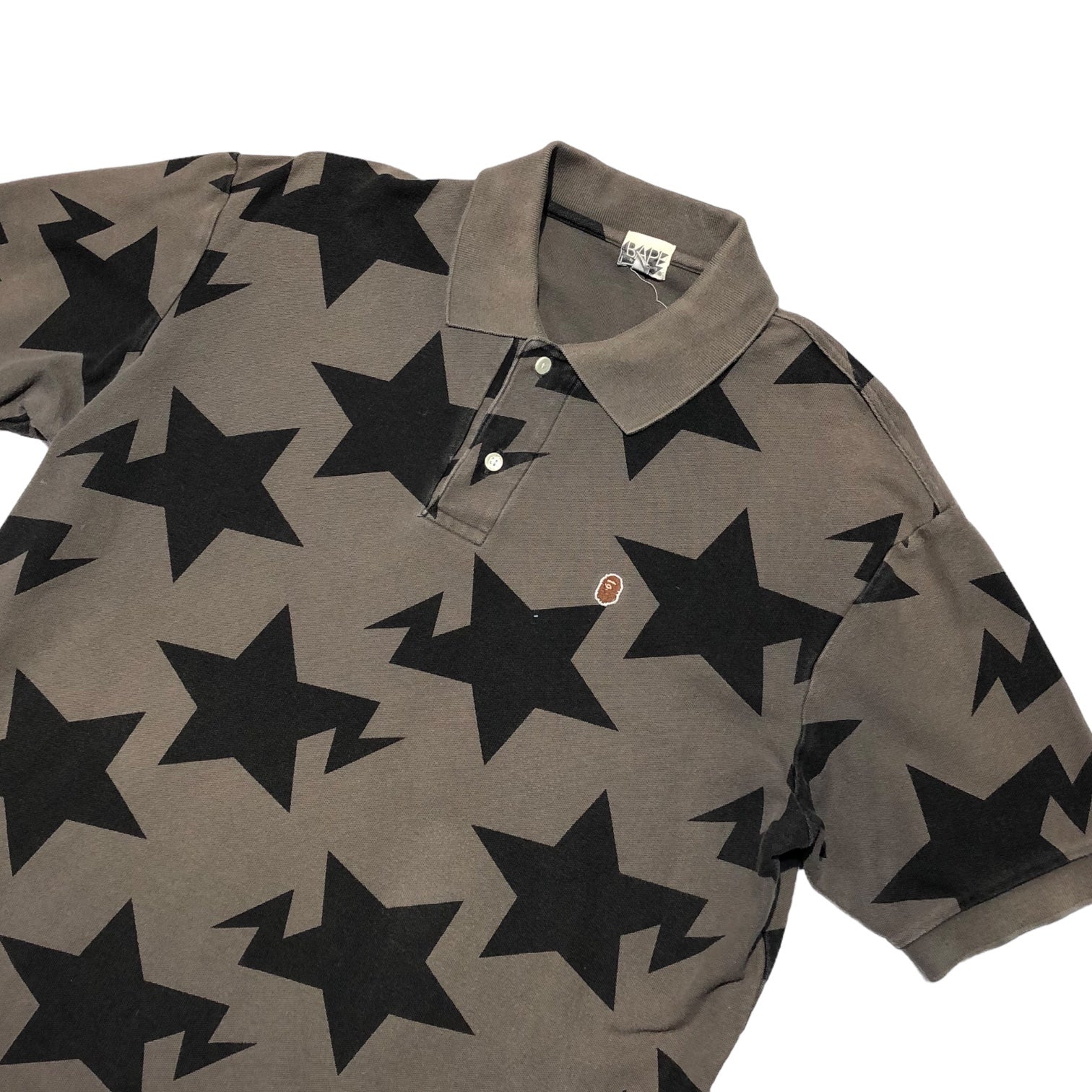 A BATHING APE(アベイシングエイプ) 00's BAPE STA one point logo polo shirt ベイプ スタ ワンポイント ロゴ ポロシャツ L ブラウン×ブラック