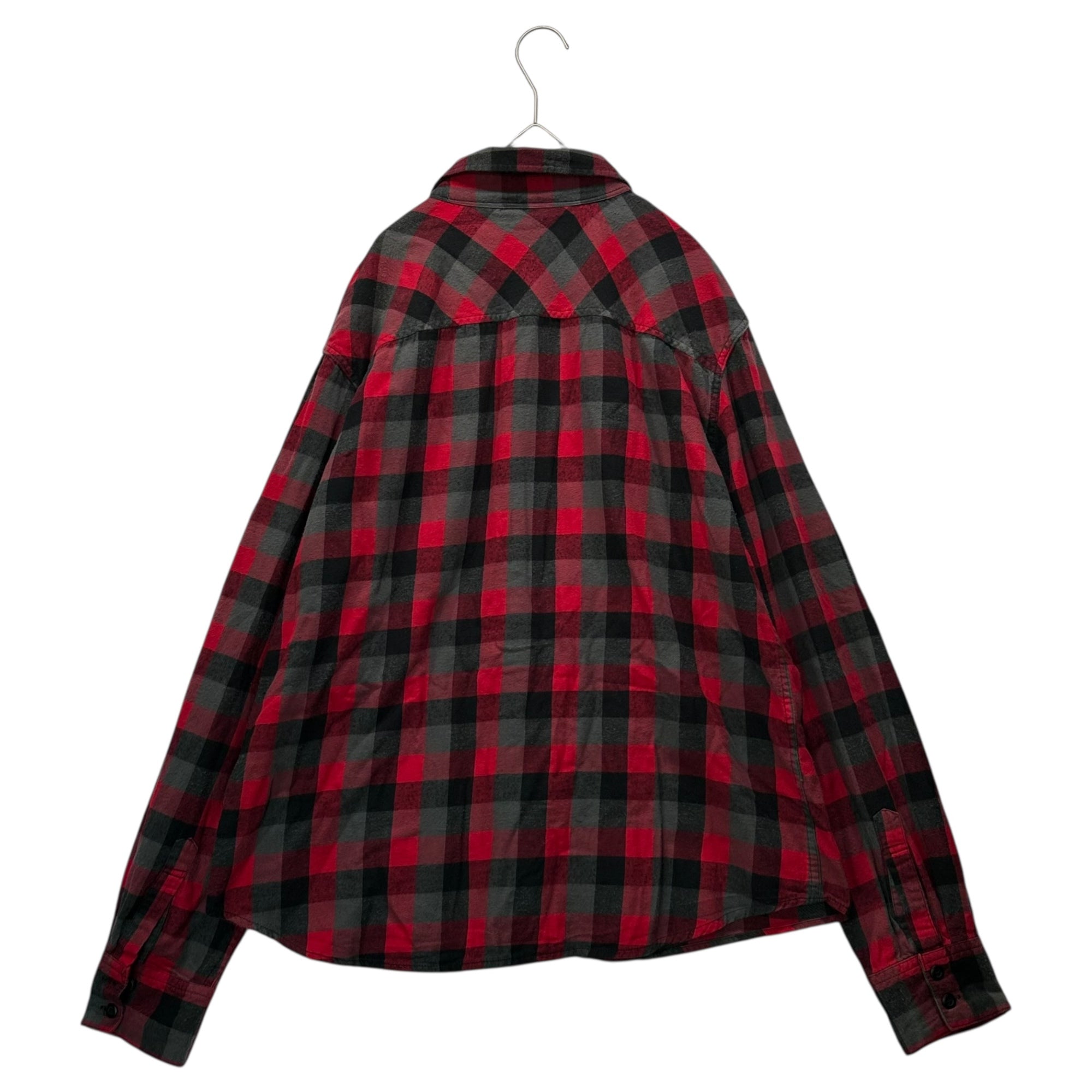 POLO RALPH LAUREN(ポロラルフローレン) 90's USA-Made Cotton Check Flannel Shirt 90年代 コットン チェック ネルシャツ L レッド×グレー