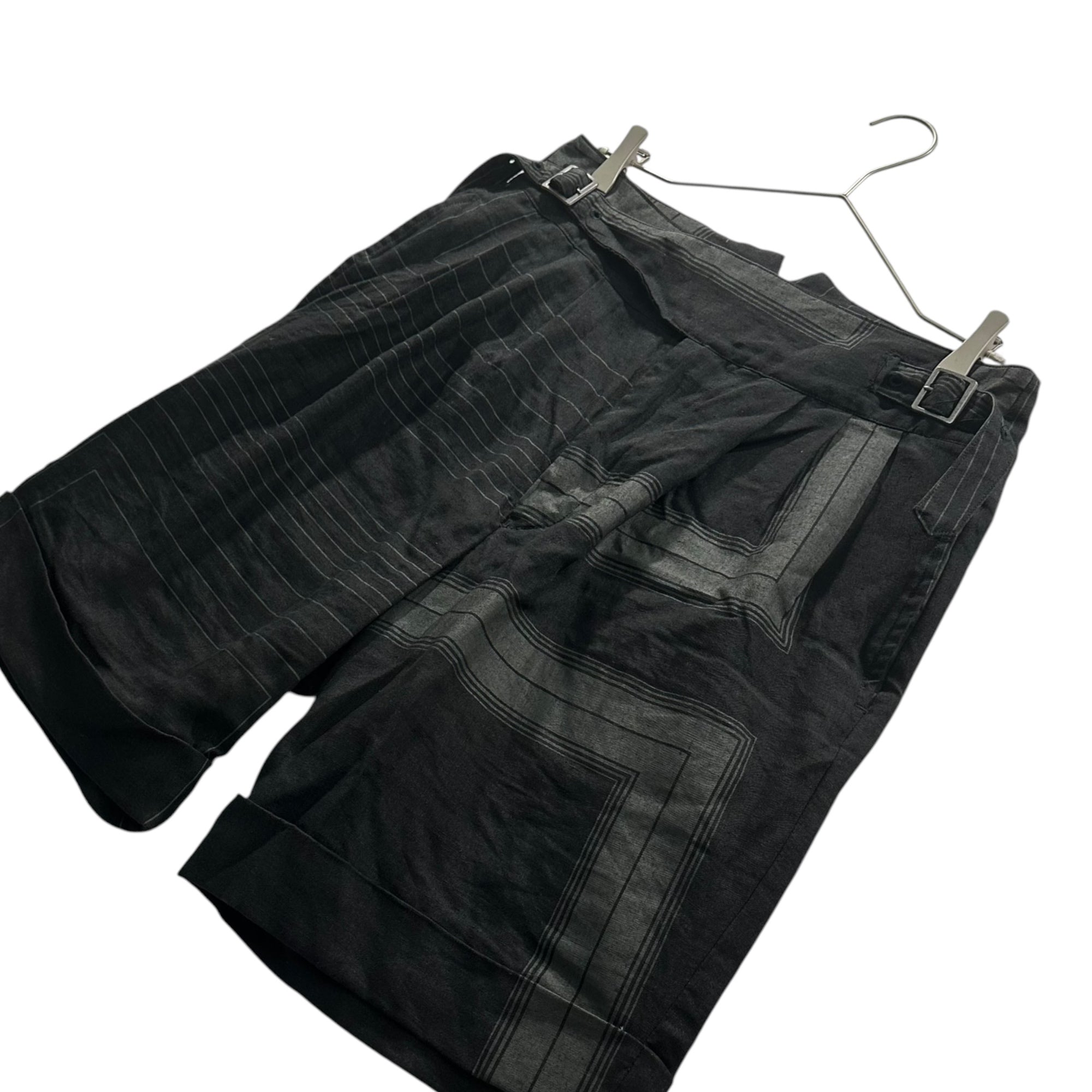 The Viridi-anne(ザヴィリディアン) 2021SS Square-Print Linen Ghurka Shorts スクエア プリント リネン グルカ ショーツ VI-3321-04 2 ブラック×グレー ハーフ ショート パンツ