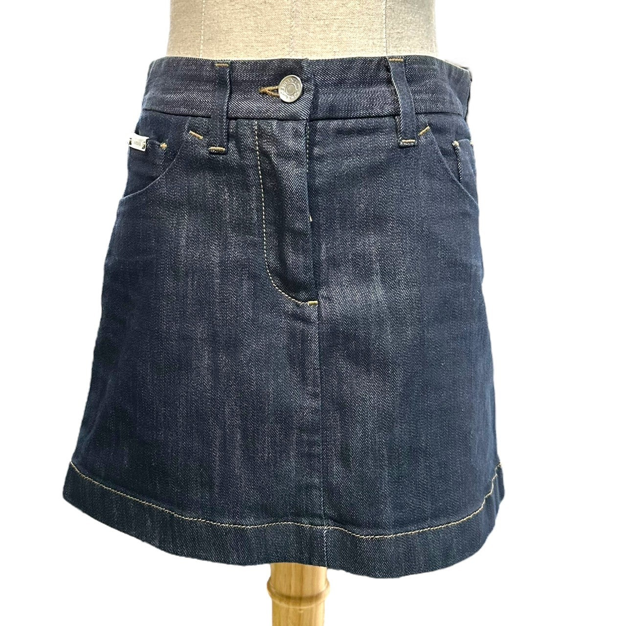 DOLCE&GABBANA(ドルチェ&ガッバーナドルガバ) Back Plate Denim Mini Skirt バックプレート デニム ミニ スカート F4B41D/G8473 38(M) インディゴ