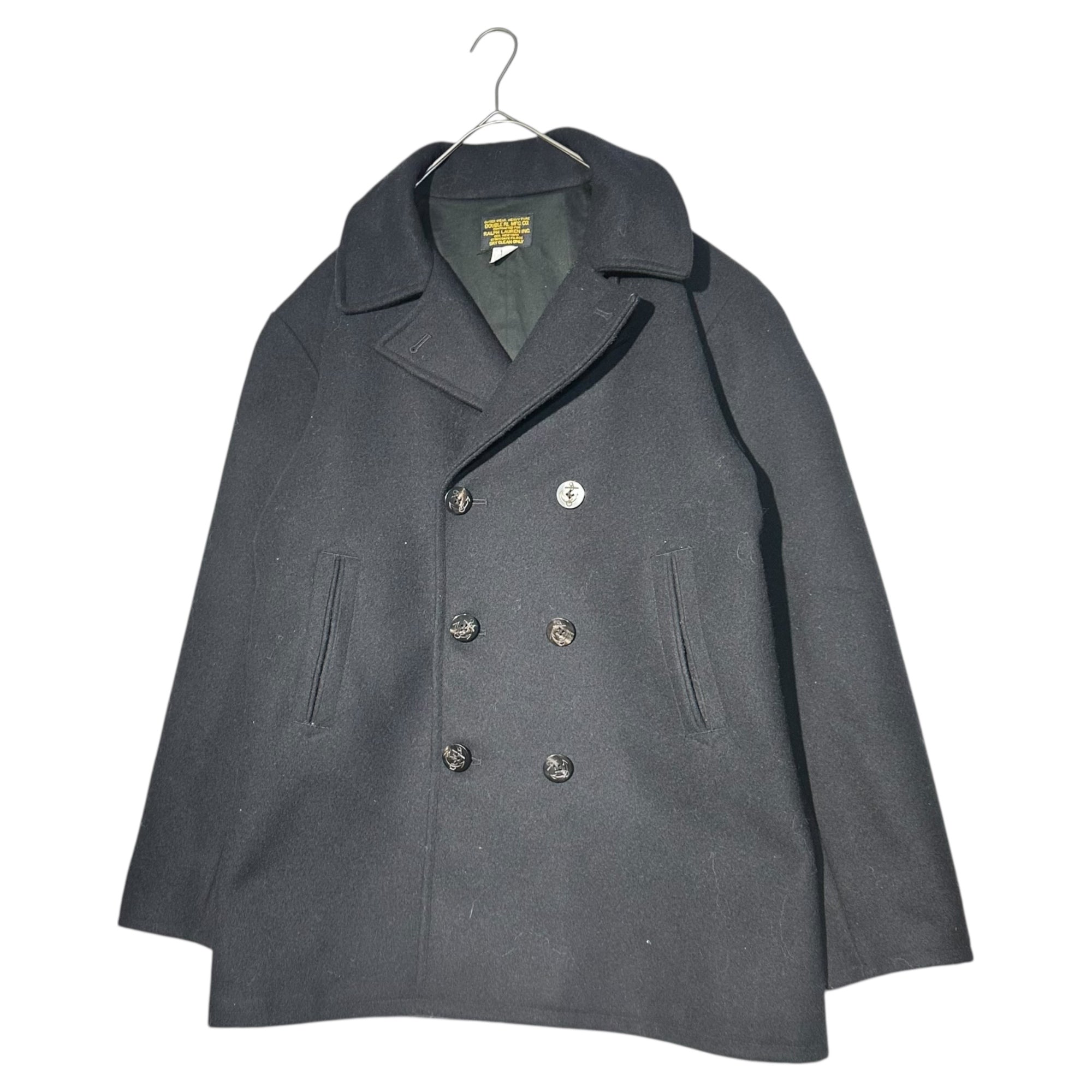 RRL(ダブルアールエル) Inside Eagle Embroidery Melton Peacoat 内側 イーグル 刺繍 メルトン ピーコート XL ブラック Pコート