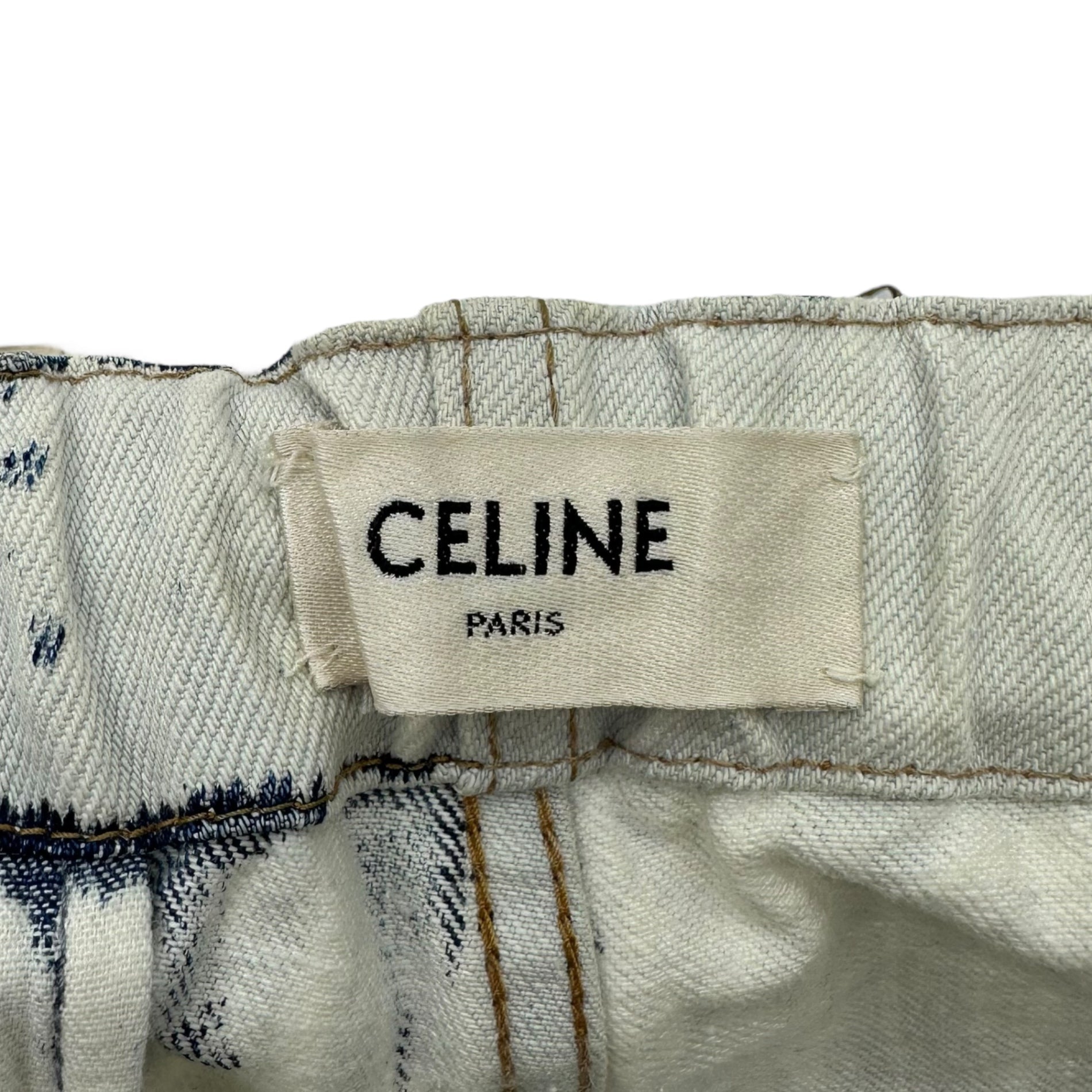 CELINE(セリーヌ) 21SS bleach jogger denim pants ブリーチ ジョガー デニム パンツ 2N394651M 31 ホワイト×インディゴ エディ・スリマン