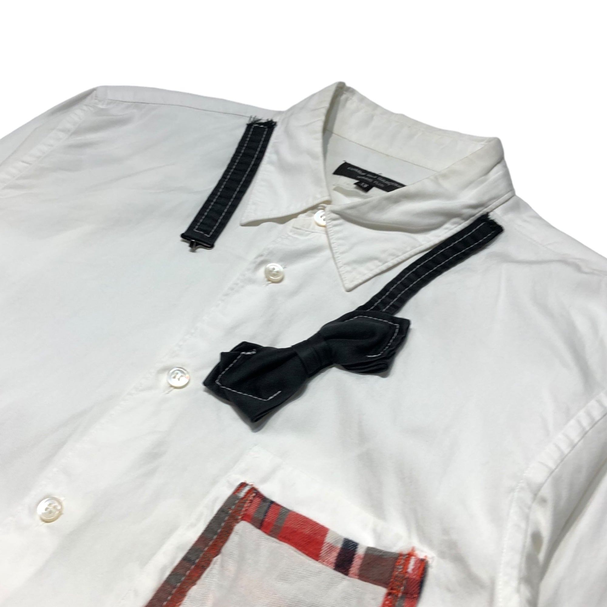 COMME des GARCONS HOMME PLUS(コムデギャルソンオムプリュス) 10SS Bow tie design double pocket dress shirt 蝶ネクタイデザイン ダブルポケット ドレス シャツ PE-B005 XS ホワイト AD2009