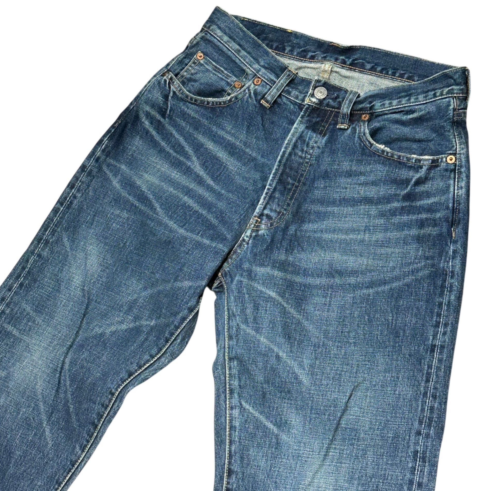 RRL(ダブルアールエル) Used-Processed Straight Denim Pants ユーズド加工 ストレート デニム パンツ W28 インディゴ