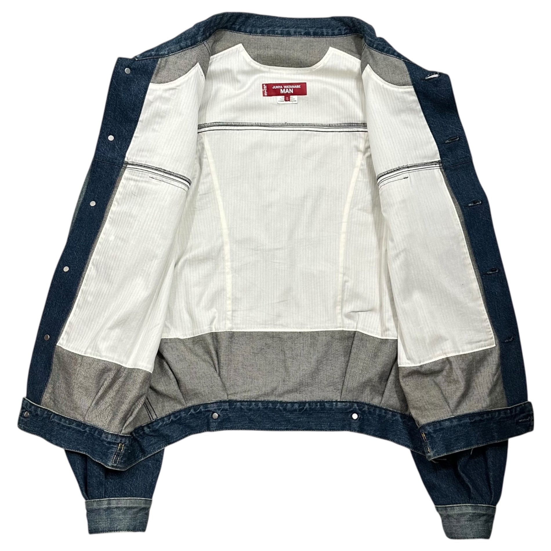 JUNYA WATANABE MAN×Levi's(ジュンヤワタナベマン×リーバイス) 25SS Cotton Denim Product Processing Customization  綿デニム 製品加工カスタマイズ Levi's Wネーム WO-J207 S インディゴ 再構築 ジャケット