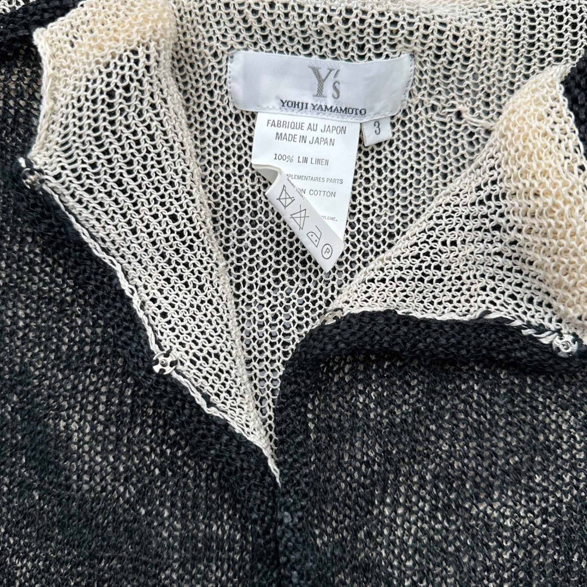 Y's(ワイズ) Cotton Linen Layered Mesh Blouse コットン リネン レイヤード メッシュ ブラウス YC-K18-854 3 ブラック×アイボリー ノースリーブ