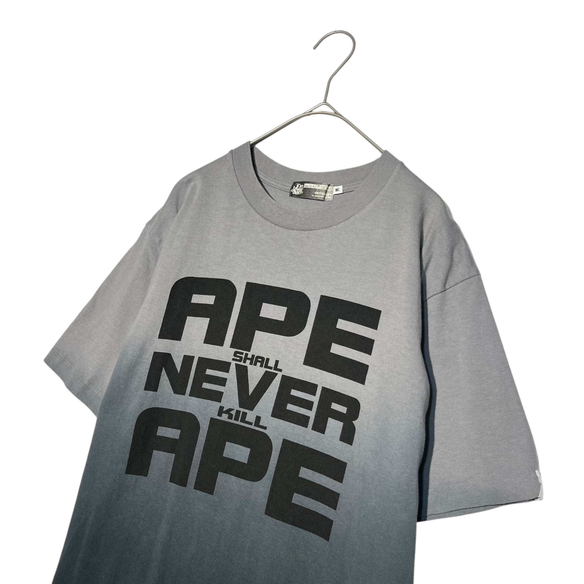 A BATHING APE(アベイシングエイプ) 00's Initial APE SHALL NEVER KILL APE Print T-shirt 初期 プリント Tシャツ M グレー×ブラック