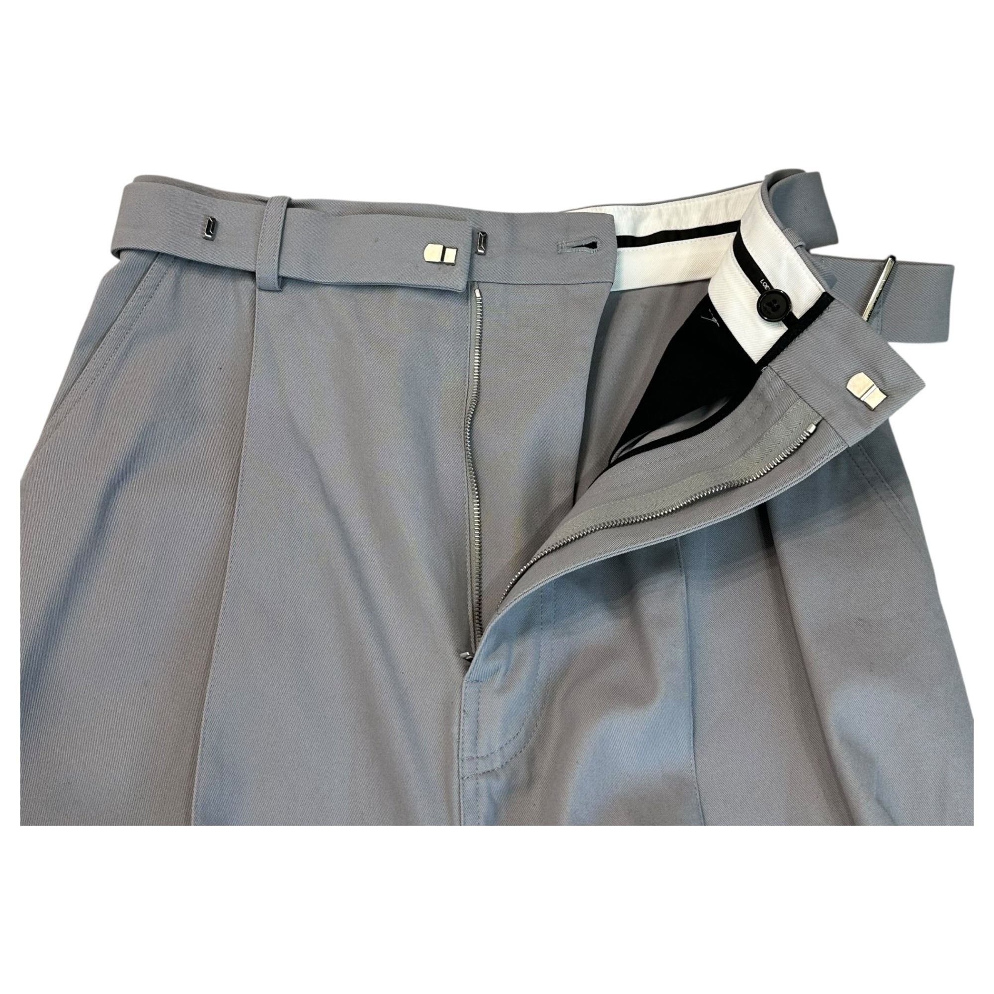 LOEWE(ロエベ) Belted Low-Crotch Trousers ベルテッド ロークロッチ トラウザーズ H526Y04WCD 42 ライトグレー ワイド スラックス タック