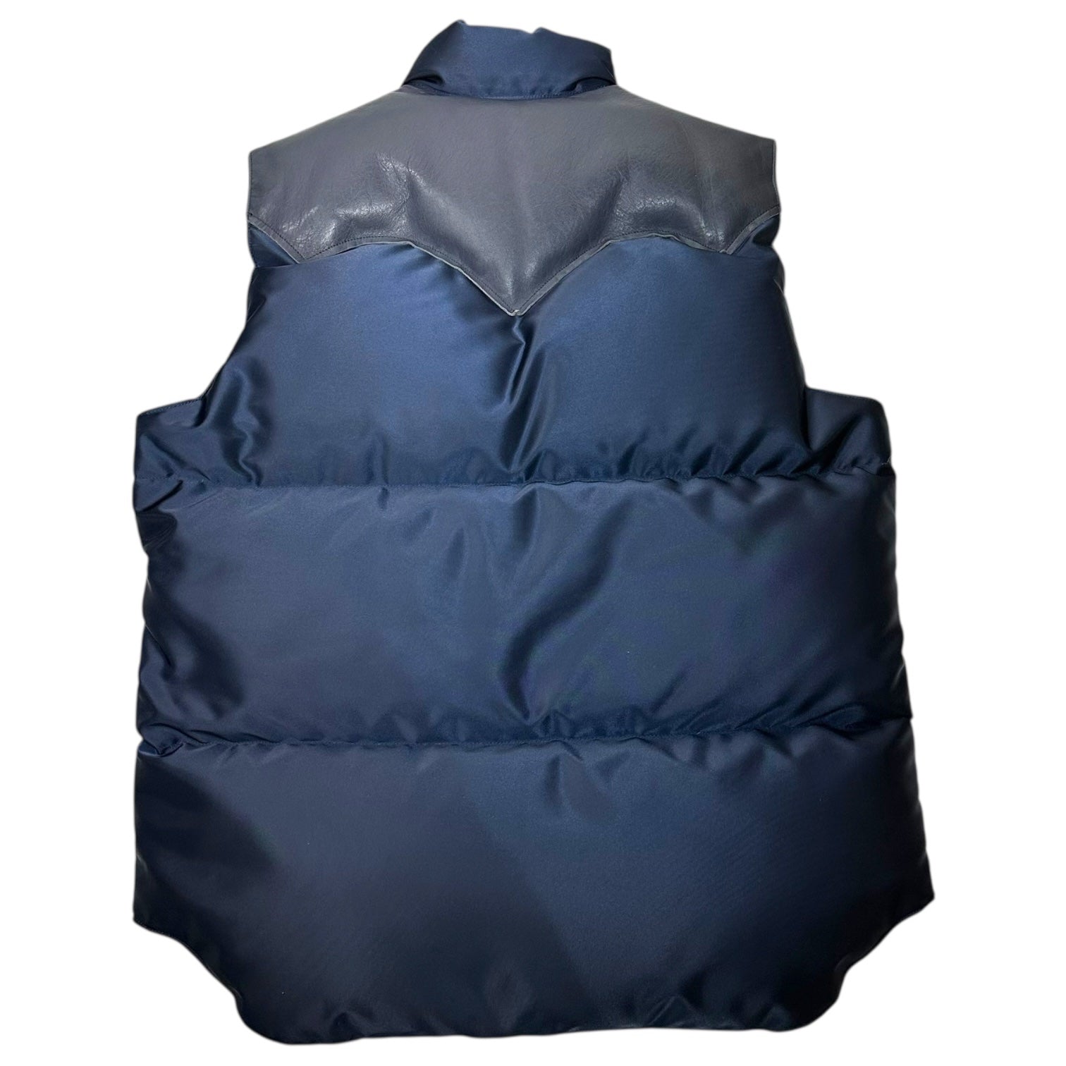 Rocky Mountain FeatherBed×PORTER×BEAMS(ロッキーマウンテンフェザーベッド×ポーター×ビームス) Leather Yoke Down Vest トリプルネーム 別注 レザー ヨーク ダウン ベスト 450-502-77 40 ネイビー BEAMS