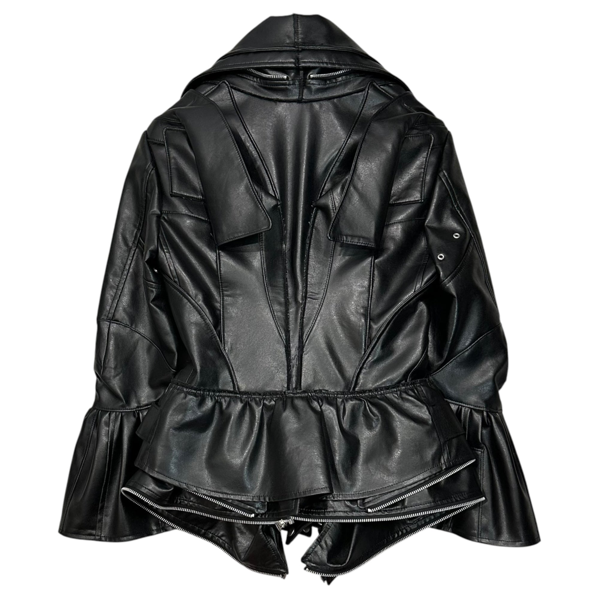 JUNYA WATANABE(ジュンヤワタナベ) 2022AW Deconstructed and Reconstructed Faux Leather Biker Jacket 解体 再構築 フェイクレザー ライダース ジャケット JJ-J054 S ブラック AD2022