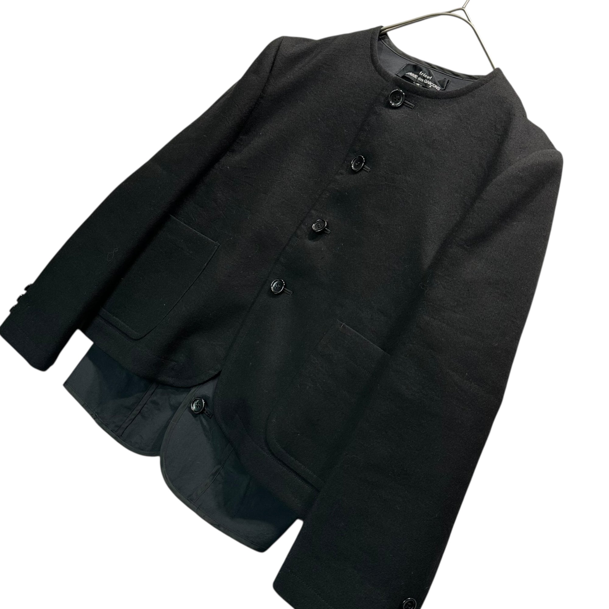 tricot COMME des GARCONS(トリココムデギャルソン) 20AW No-Collar Layered Jacket ノーカラー レイヤード ジャケット TF-J009 S ブラック AD2020