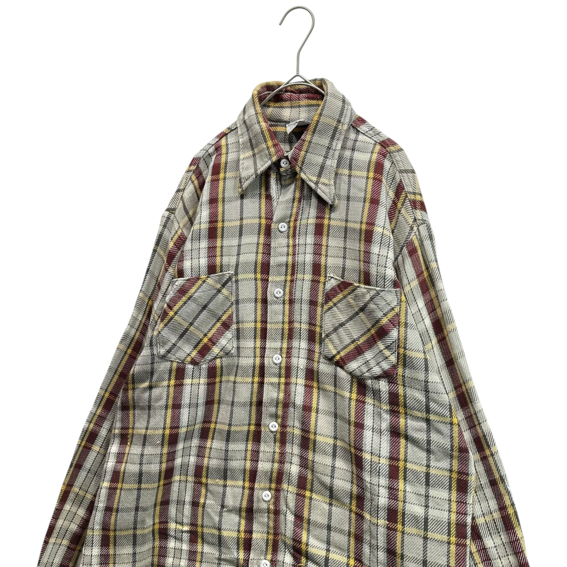 BIG MAC(ビッグマック) 70's FLANNEL CHECK SHIRT フランネル チェック シャツ M-TALL グレー×レッド 70年代 ヴィンテージ