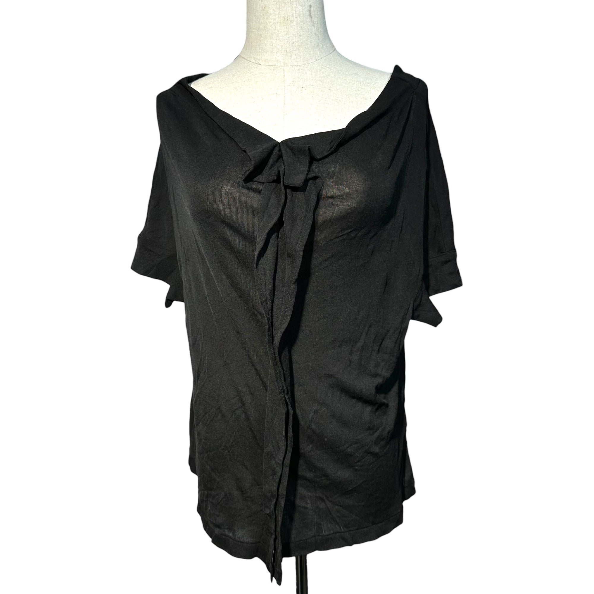 YOHJI YAMAMOTO+NOIR(ヨウジヤマモトプリュスノアール) All Silk S/S Blouse オール シルク 半袖 ブラウス NY-T02-430 3 ブラック
