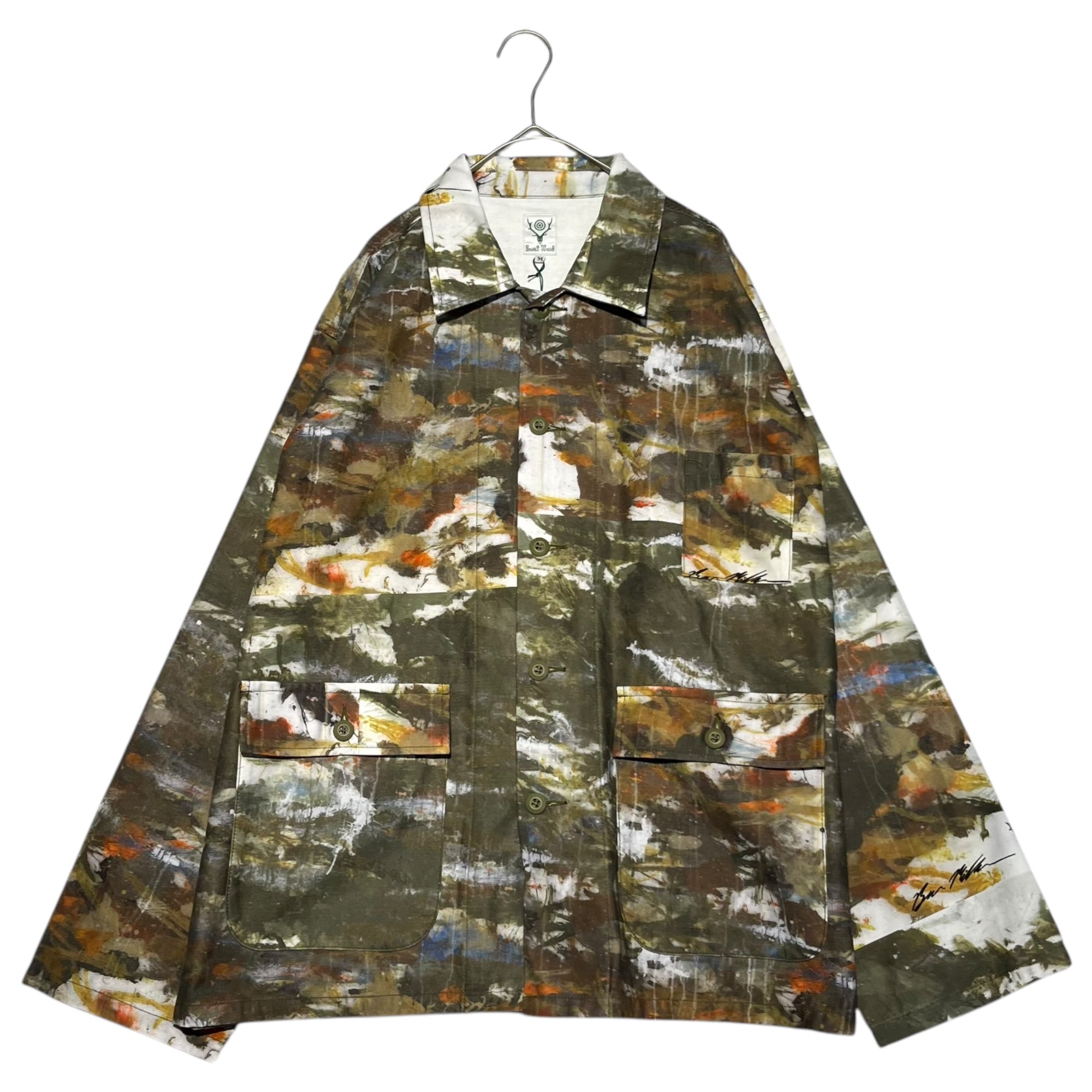 South2 West8 S2W8(サウス2ウエスト8) 22AW HUNTING SHIRT COTTON BACK SATEEN/PAINTING PT. ハンティング シャツ LQ826 M カーキ ジャケット カバーオール