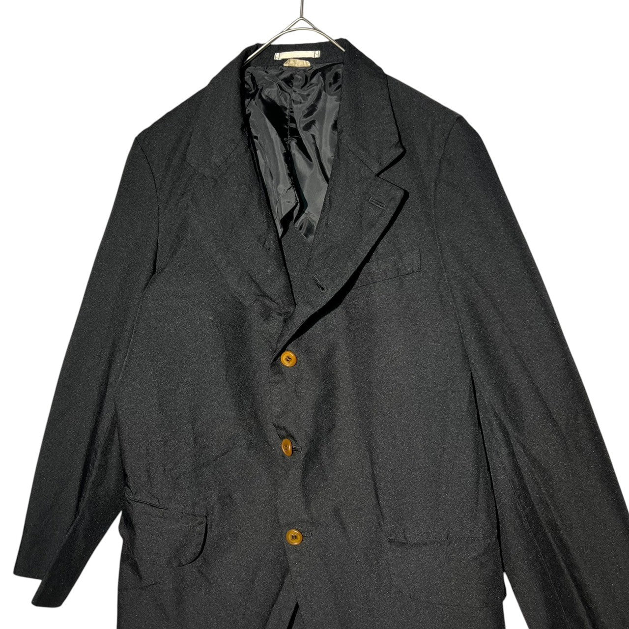 COMME des GARCONS HOMME PLUS(コムデギャルソンオムプリュス) 17SS Polyester full-length garment-dyed tailored jacket ポリエステル 縮絨 製品染め テーラード ジャケット PS-J067 S ブラック AD2017 裾リサイズ済