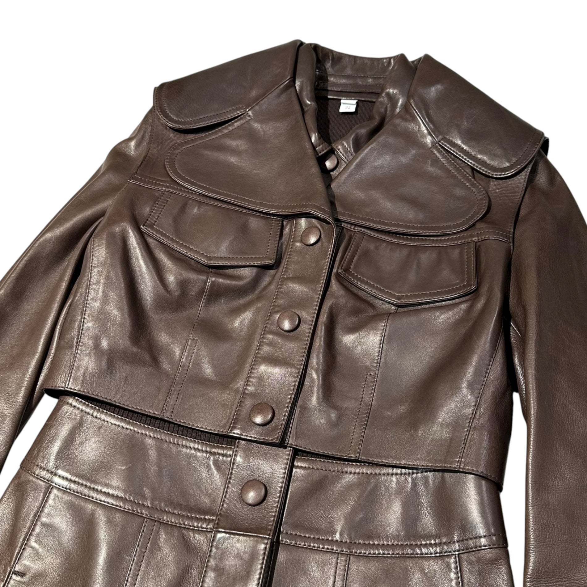 BURBERRY(バーバリー) Detachable Cropped Vest Lambskin Coat デタッチャブル クロップドベスト ラムスキン コート レザー 8013693/69E 4 ブラウン