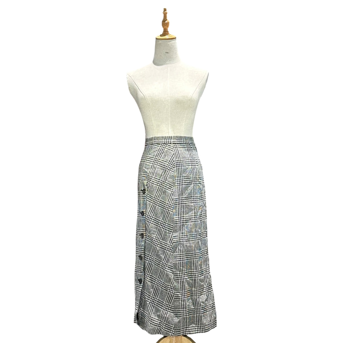 COMME des GARCONS(コムデギャルソン) 1980's Houndstooth Check Wool Front-Button Skirt 80年代 千鳥 チェック ウール フロントボタン スカート GS-05002S S ホワイト×ブラック AD表記無 川久保玲