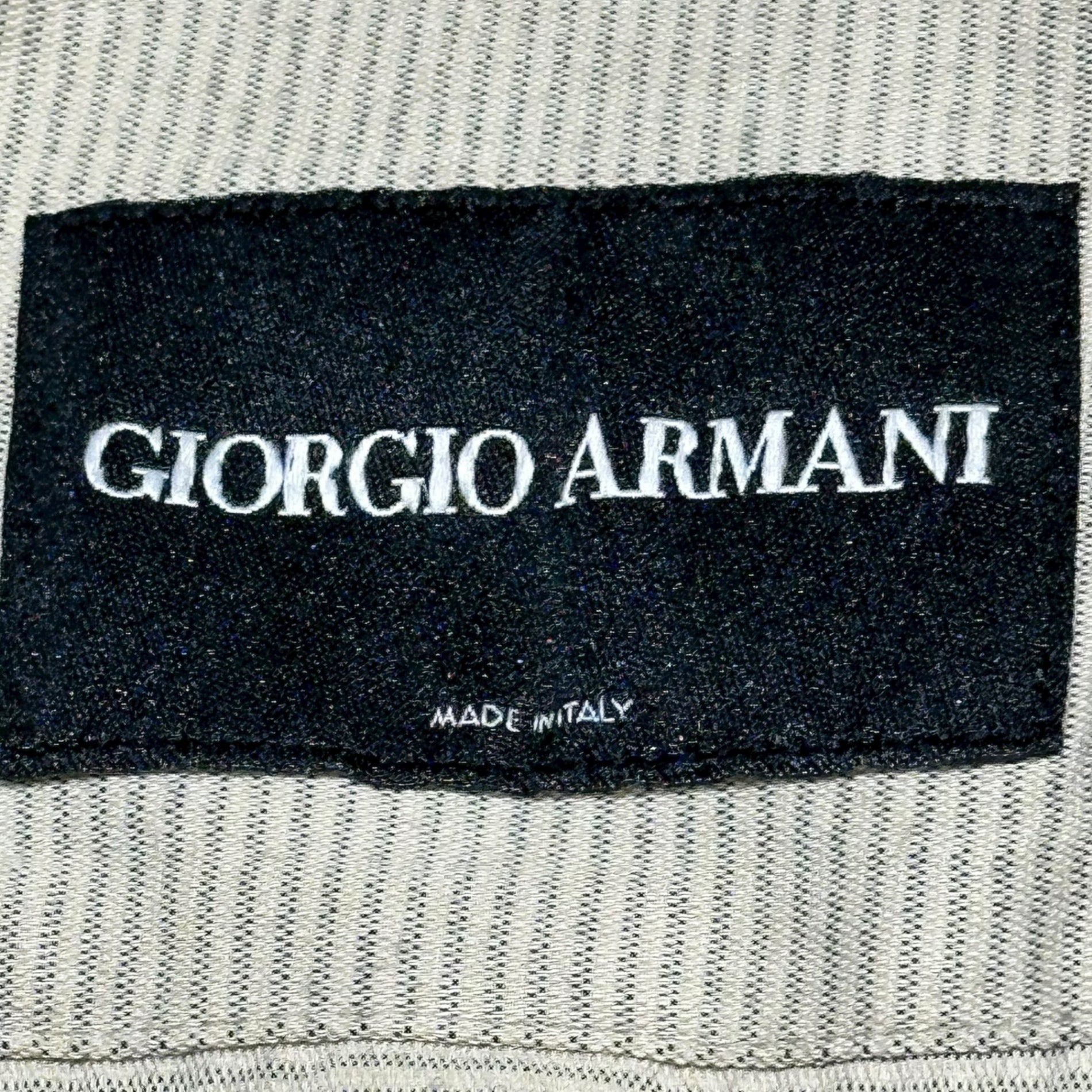 GIORGIO ARMANI(ジョルジオアルマーニ) Vintage Diagonal Button Stand Collar Long Sleeve Striped Jacket ヴィンテージ 斜めボタン スタンドカラー 長袖 ストライプ ジャケット 757002 50(L~XL程度) アイボリー