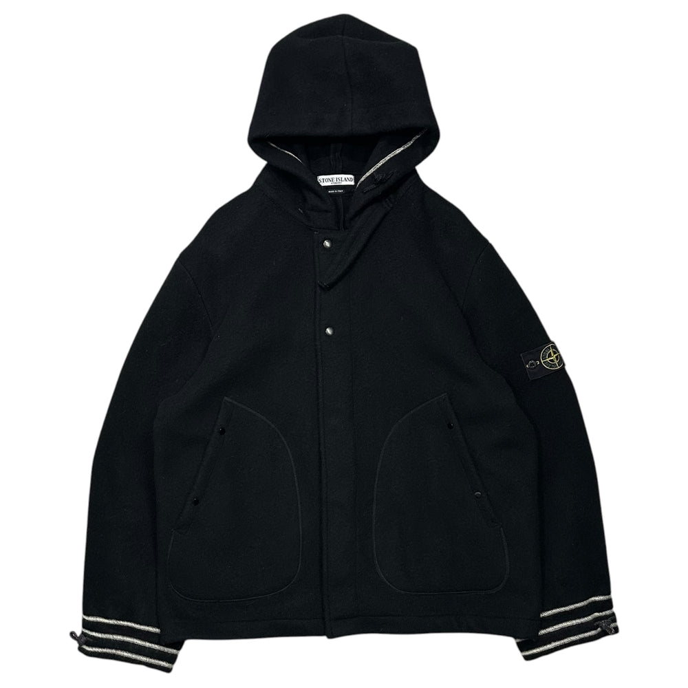 STONE ISLAND(ストーンアイランド) 2003AW Heavyweight Lana Wool Zipped Sailing Jacket ヘビーウェイト ラナウール ジップ セーリング ジャケット 39154616 XL ブラック 00's セーラー コート