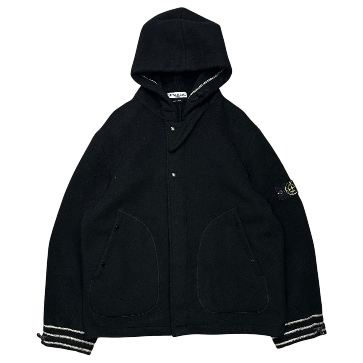 STONE ISLAND(ストーンアイランド) 2003AW Heavyweight Lana Wool Zipped Sailing Jacket ヘビーウェイト ラナウール ジップ セーリング ジャケット 39154616 XL ブラック 00's セーラー コート