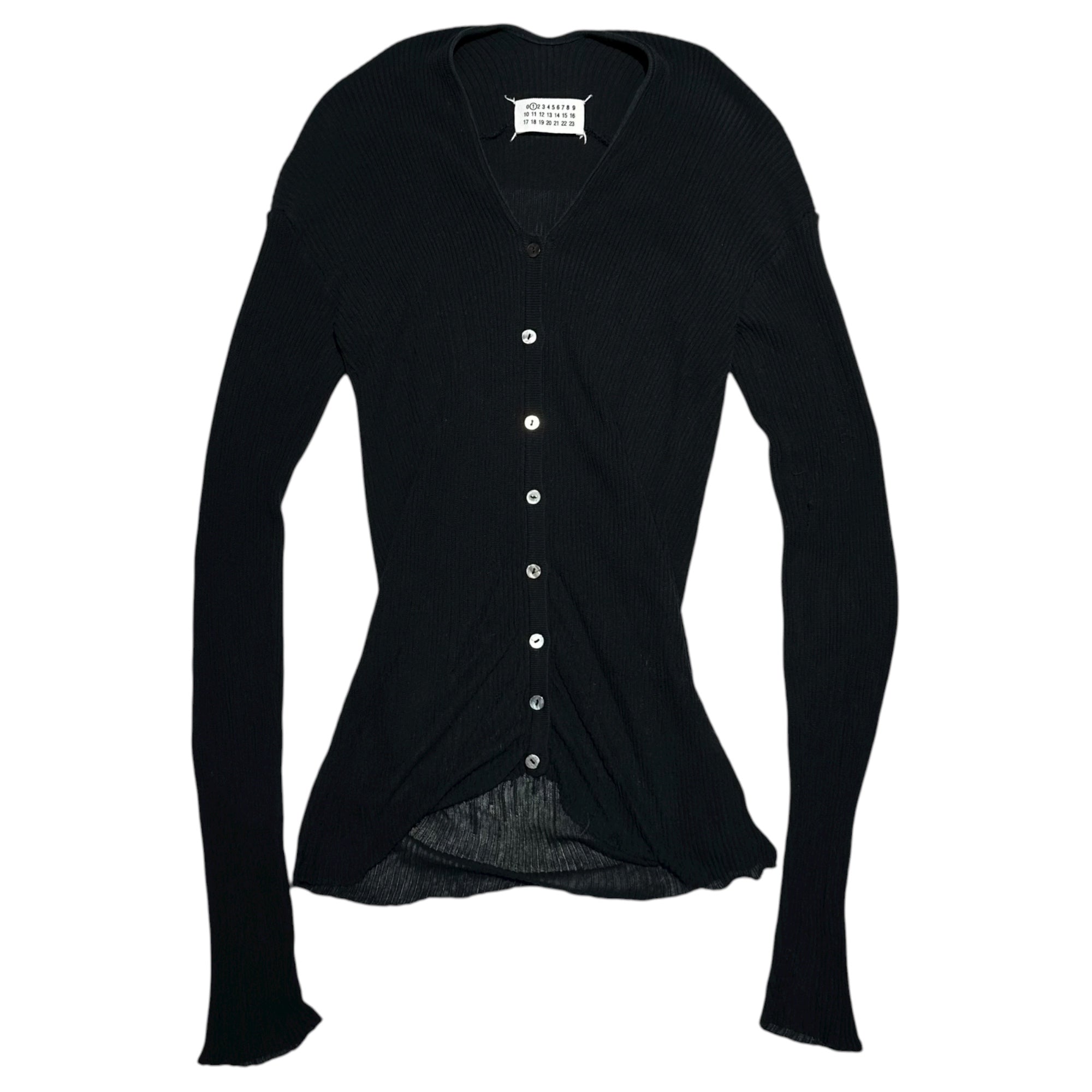 MAISON MARGIELA(メゾンマルジェラ) V-neck Ribbed Knit Cardigan Vネック リブ ニット カーディガン 表記無(M程度) ネイビー ①ライン