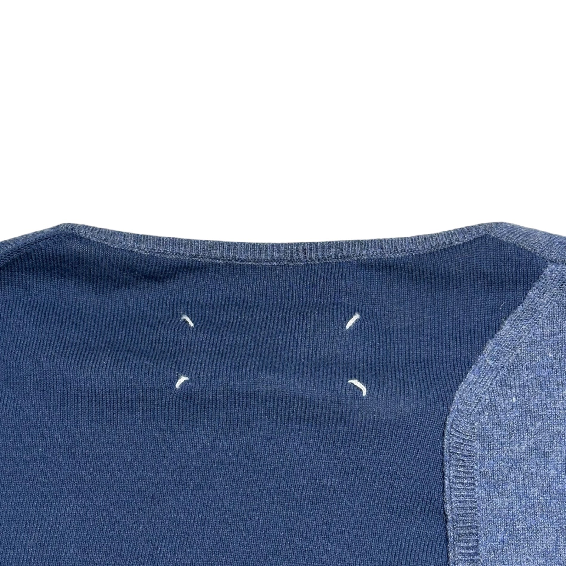 MAISON MARGIELA(メゾンマルジェラ) 17SS Reconstructed Asymmetrical C/W Knit 再構築 アシンメトリー コットン ウール ニット S50HA0689 S ネイビー