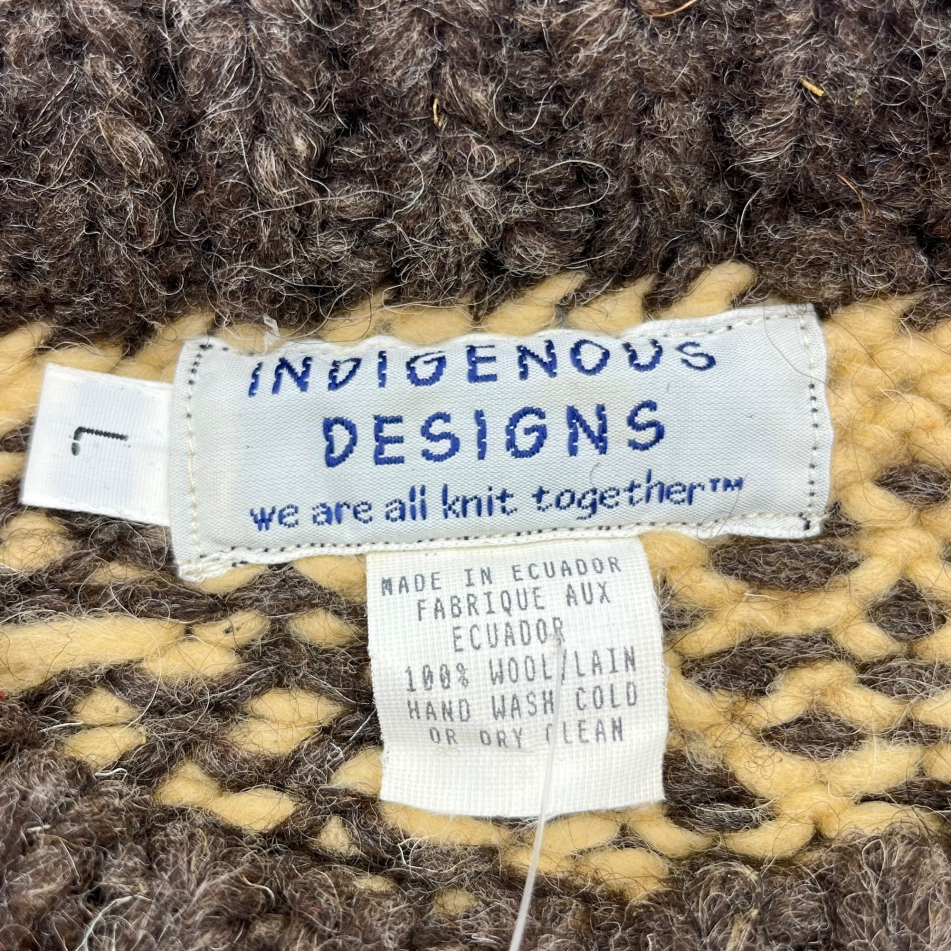 INDIGENOUS DESIGNS(インディアンデザインズ) Ecuador made Indian low gauge knit エクアドル製 インディアン ローゲージ ニット 環境保護 サスティナブル オーガニック L ブラウン×ベージュ