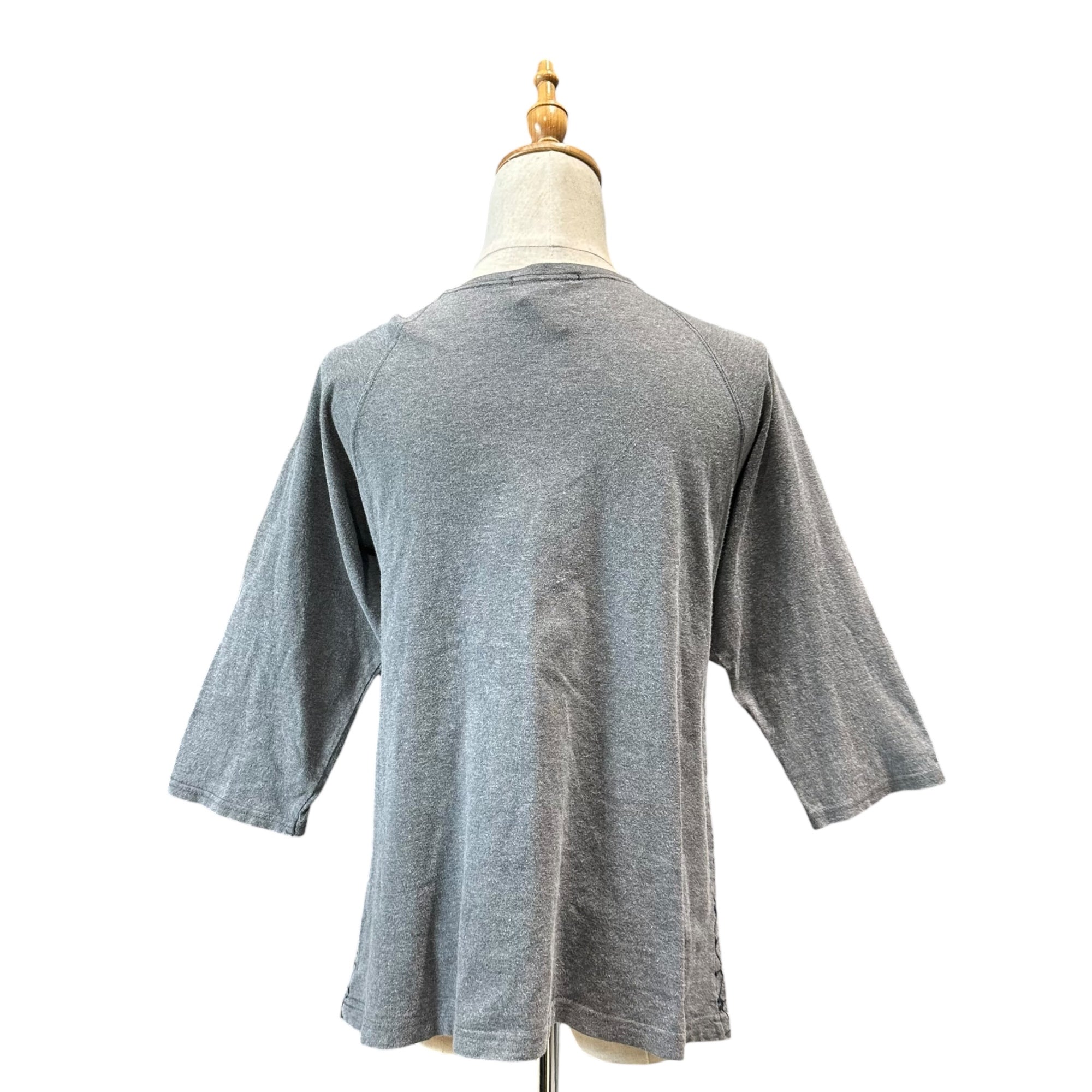 Y's for living(ワイズフォーリビング) Circle Stitch Half Sleeve Crew Neck T-Shirt サークルステッチ 5分袖 クルーネック Tシャツ FREE グレー×ネイビー