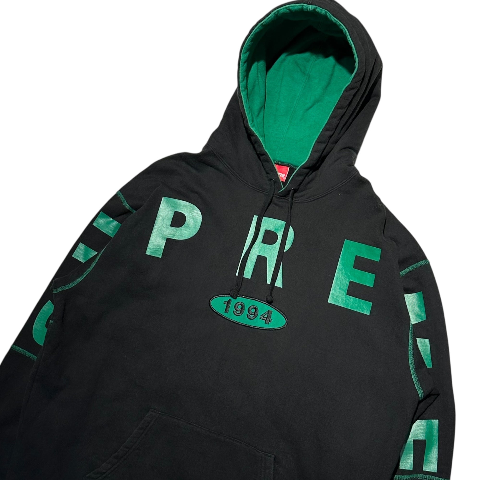 SUPREME(シュプリーム) 19AW spread logo Hooded sweatshirt スプレッド ロゴ プルオーバー パーカー L ブラック×グリーン 19FW