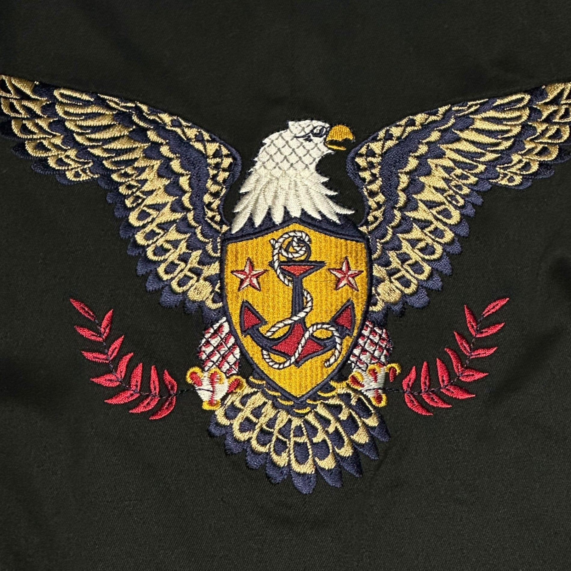 RRL(ダブルアールエル) Inside Eagle Embroidery Melton Peacoat 内側 イーグル 刺繍 メルトン ピーコート XL ブラック Pコート