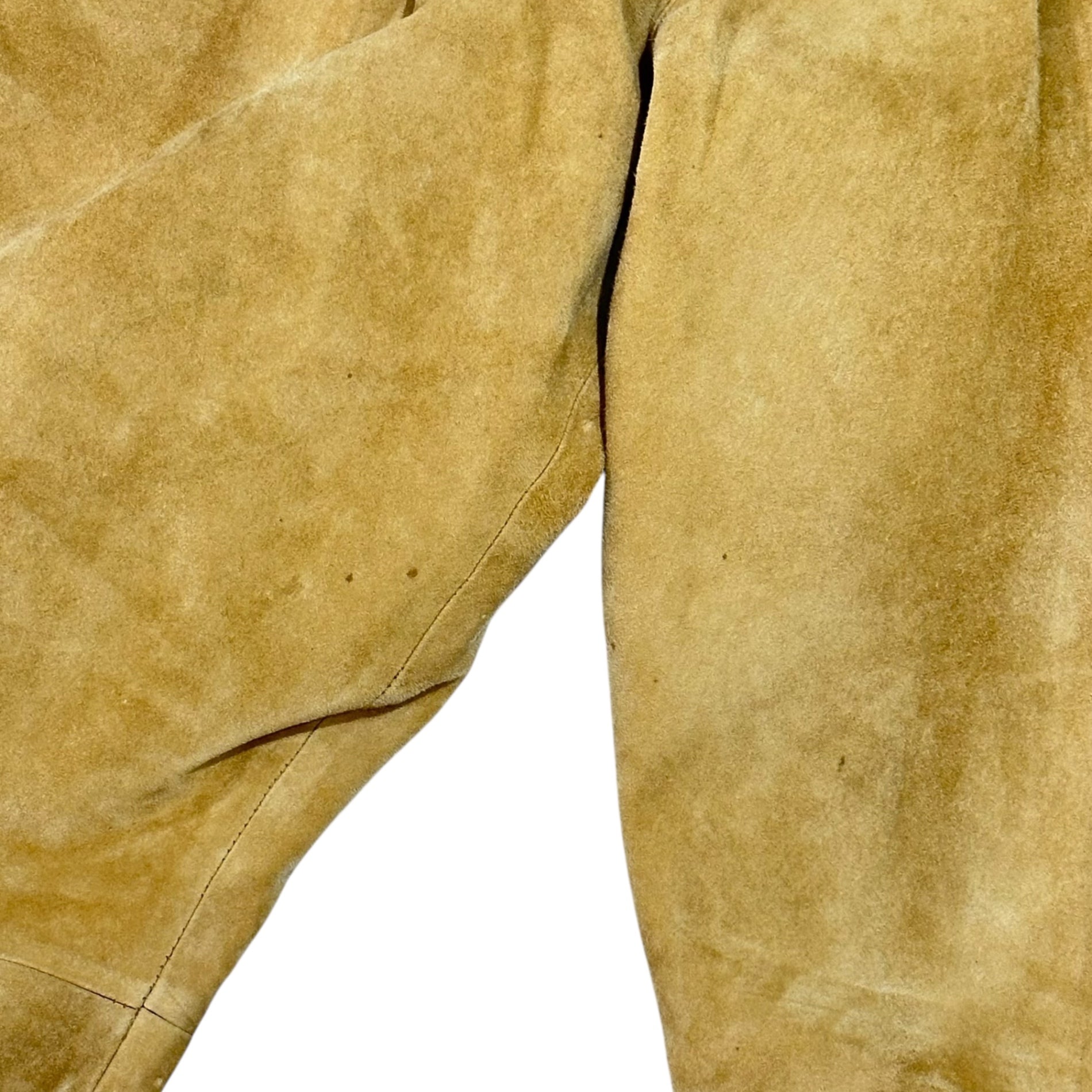 COUGAR(クーガー) 90's Suede 2-pleat straight pants スウェード レザー 2タック ストレート パンツ W36 ベージュ 90年代 ヴィンテージ 古着