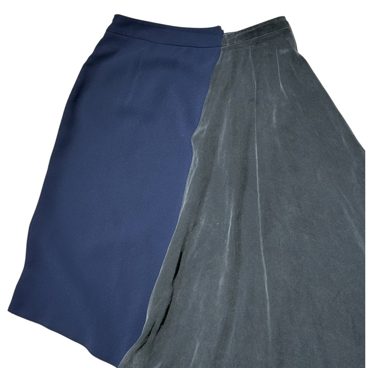 MAISON MARGIELA(メゾンマルジェラ) 15AW Asymmetrical Silk Knee-Length Skirt アシンメトリー シルク ひざ丈 スカート S31MA0293 42 ネイビー×グレー