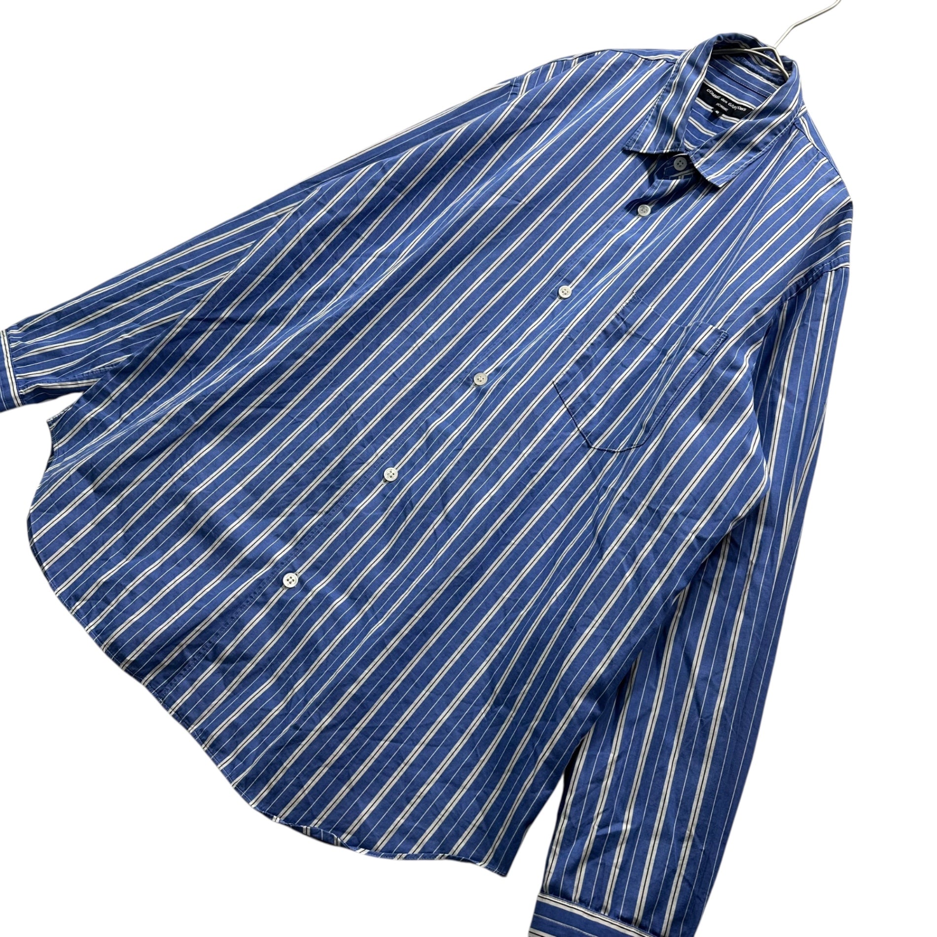 COMME des GARCONS HOMME(コムデギャルソンオム) 23SS CdGH Logo Striped Shirt ロゴ ストライプ シャツ HK-B014 S ブルー×イエロー AD2022