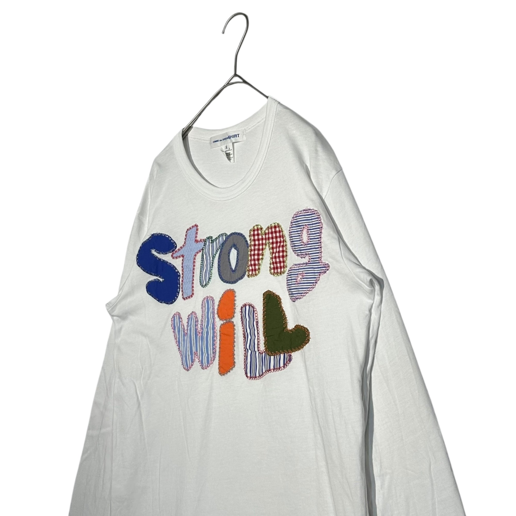 COMME des GARCONS SHIRT(コムデギャルソンシャツ) 24AW cotton jersey plain with embroidery "STRONG WILL" 刺繍 長袖 Tシャツ FN-T003 M ホワイト カットソー