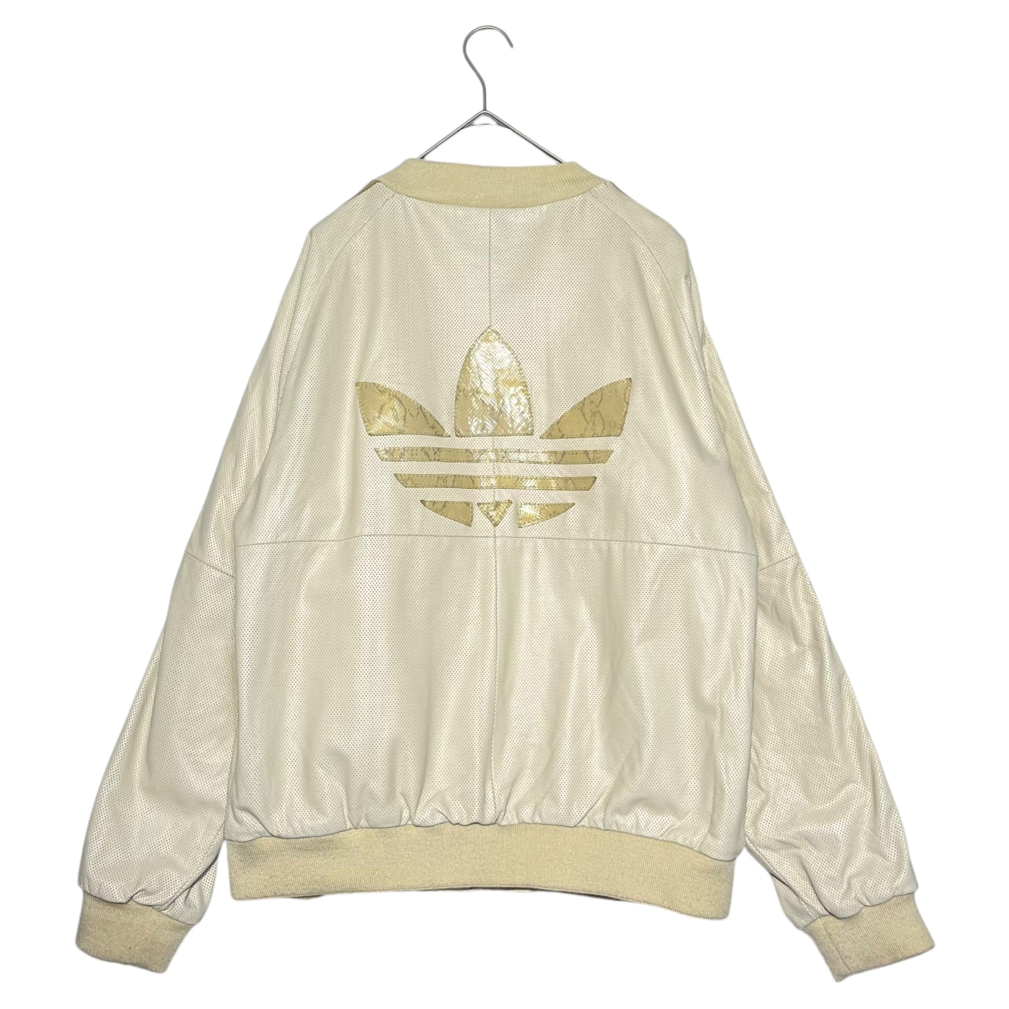 adidas(アディダス) 00's  Punched leather python three-line blouson パンチング レザー パイソン スリーライン ALF001 M アイボリー 2005年 万国旗 羊革