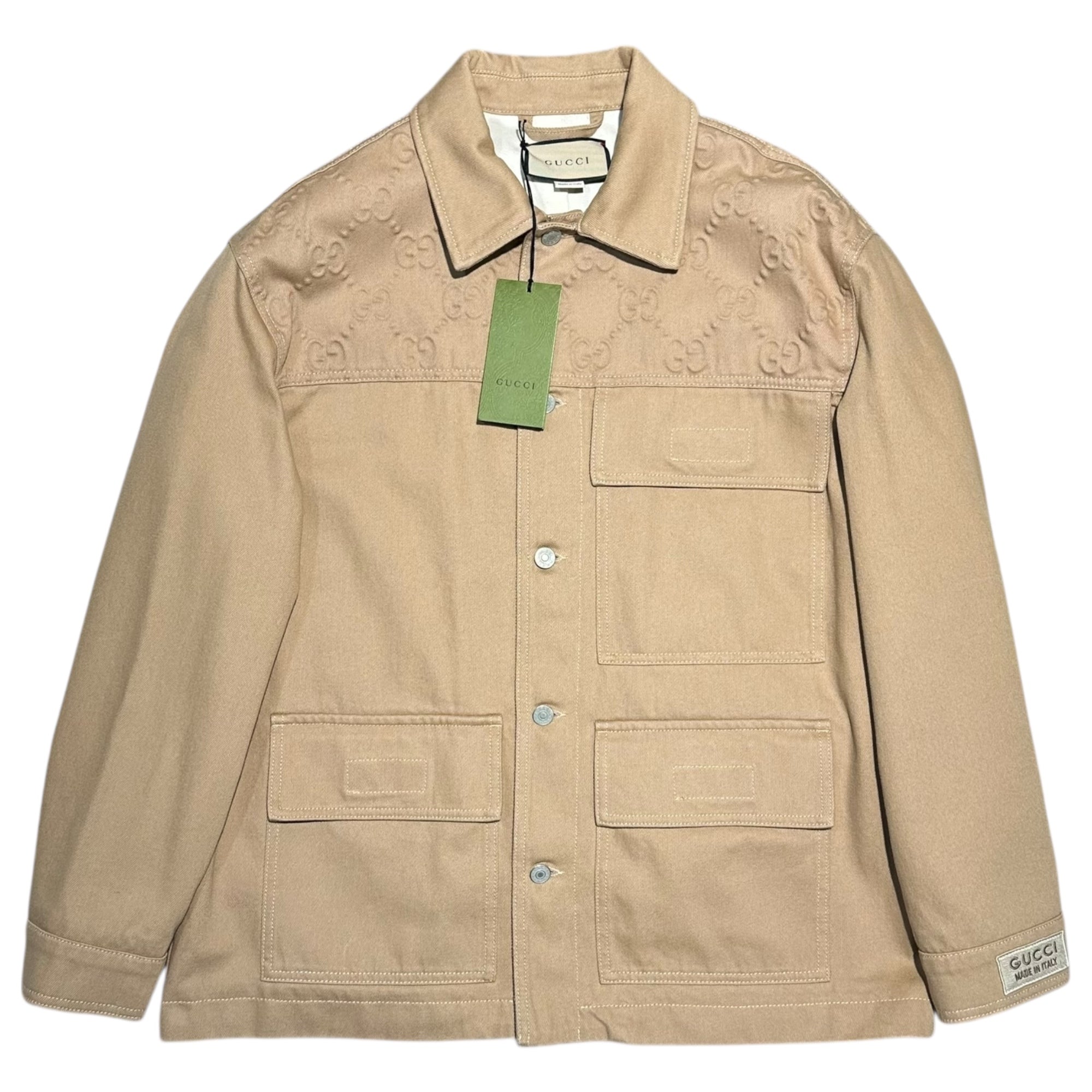 GUCCI(グッチ) 24SS GG Detail Organic Denim Jacket 型押し オーガニック デニム ジャケット 766128 46(M程度) ベージュ エンボス カバオール