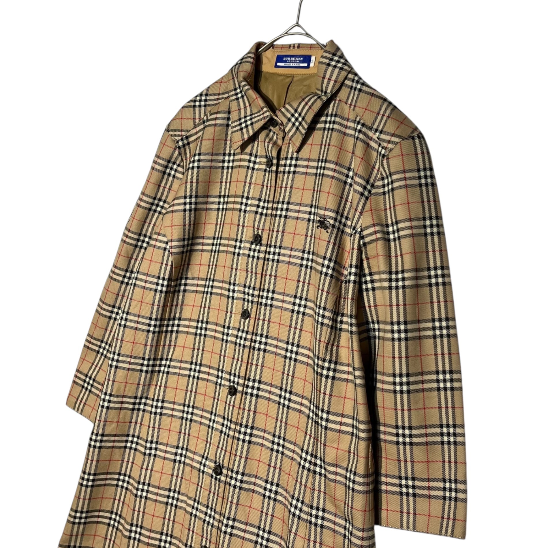 BURBERRY BLUE LABEL(バーバリーブルーレーベル) Nova check shirt dress ノバチェック ロング シャツ ワンピース FMF54-536 40(L程度) ベージュ