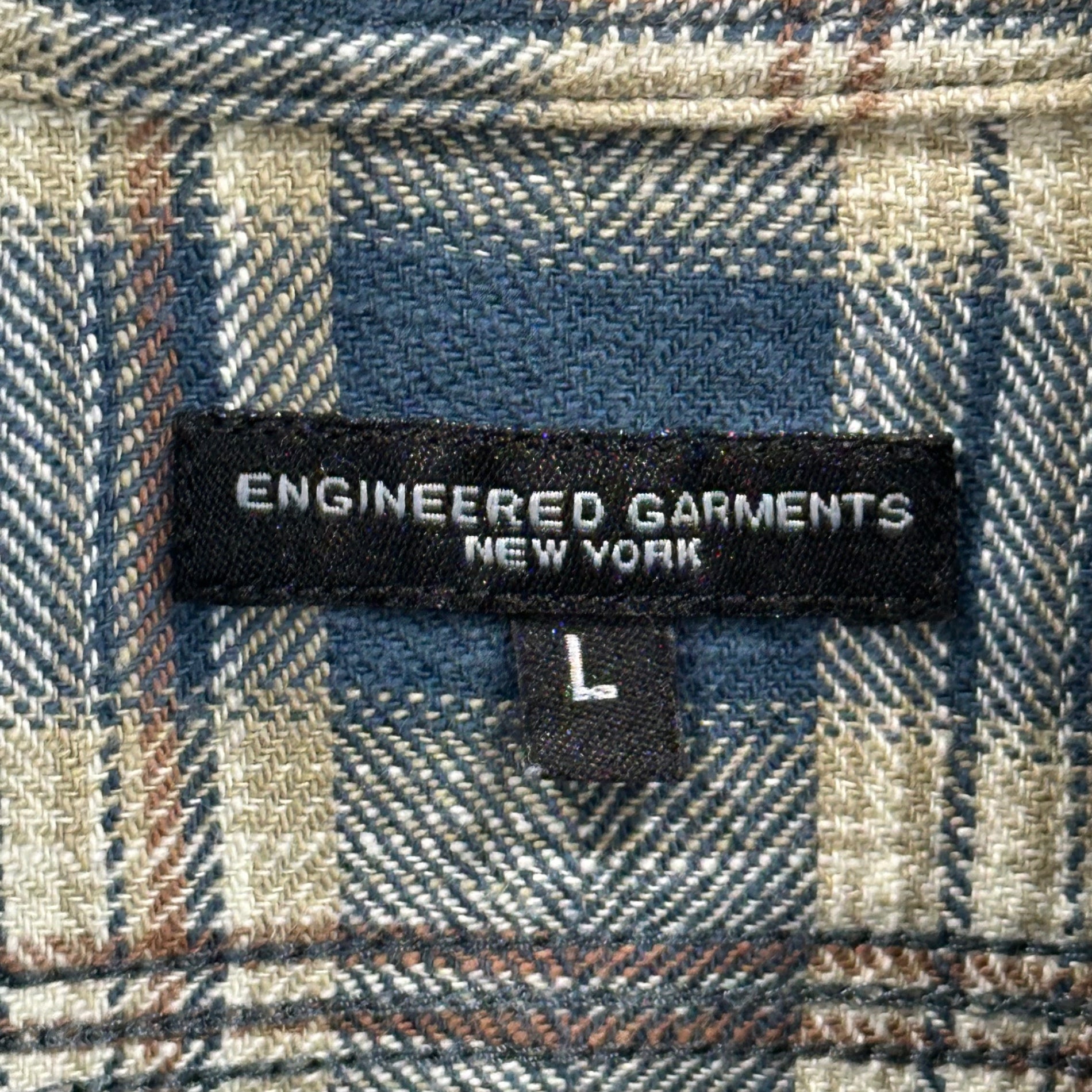 Engineered Garments(エンジニアードガーメンツ) 25AW Work Shirt - Cotton Plaid Jacquard ワーク シャツ L ブルー×ホワイト フランネル ネル 長袖 チェック