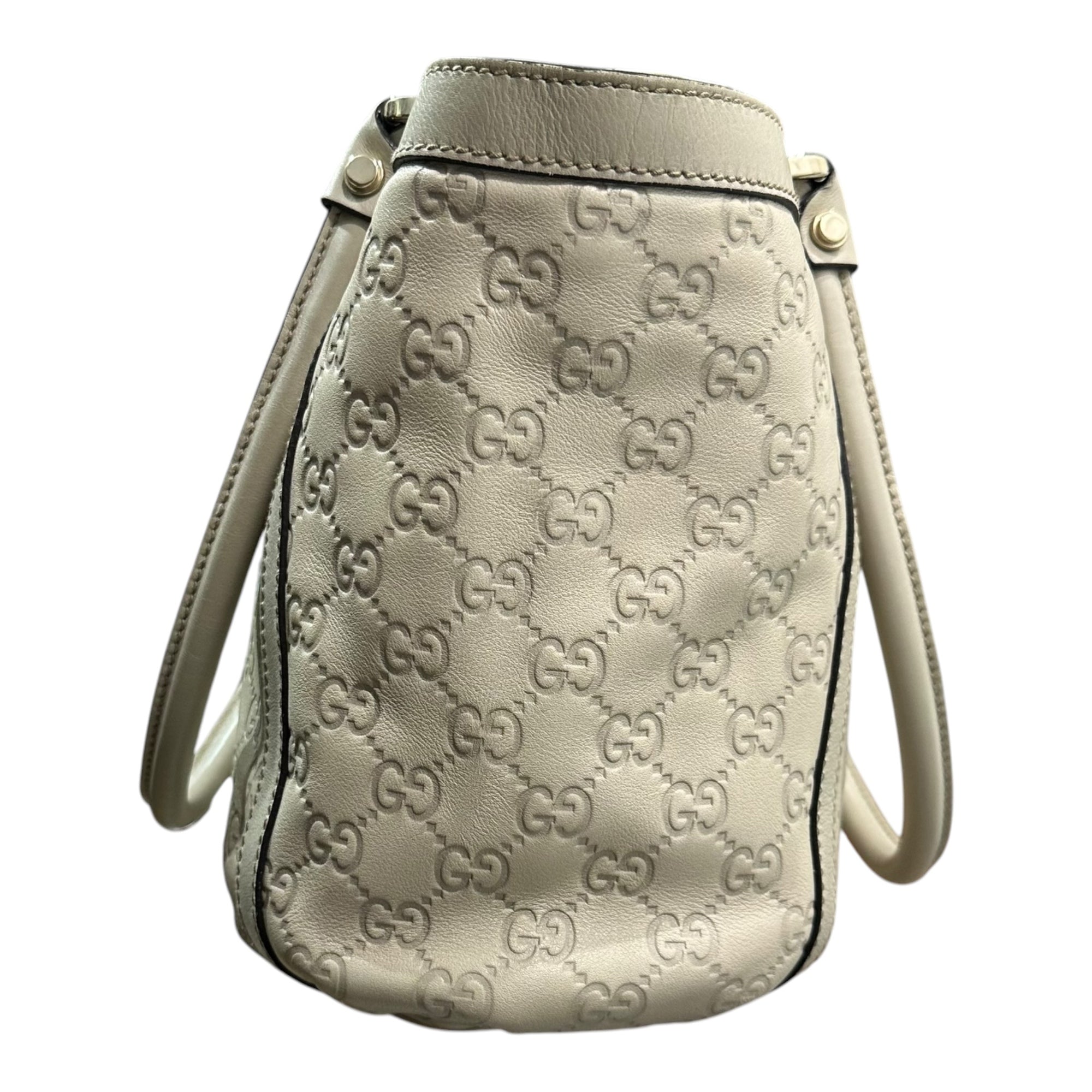 GUCCI(グッチ) Guccissima Abbey Tote グッチシマ アビー レザー トート バッグ 211983 ホワイト ハンド