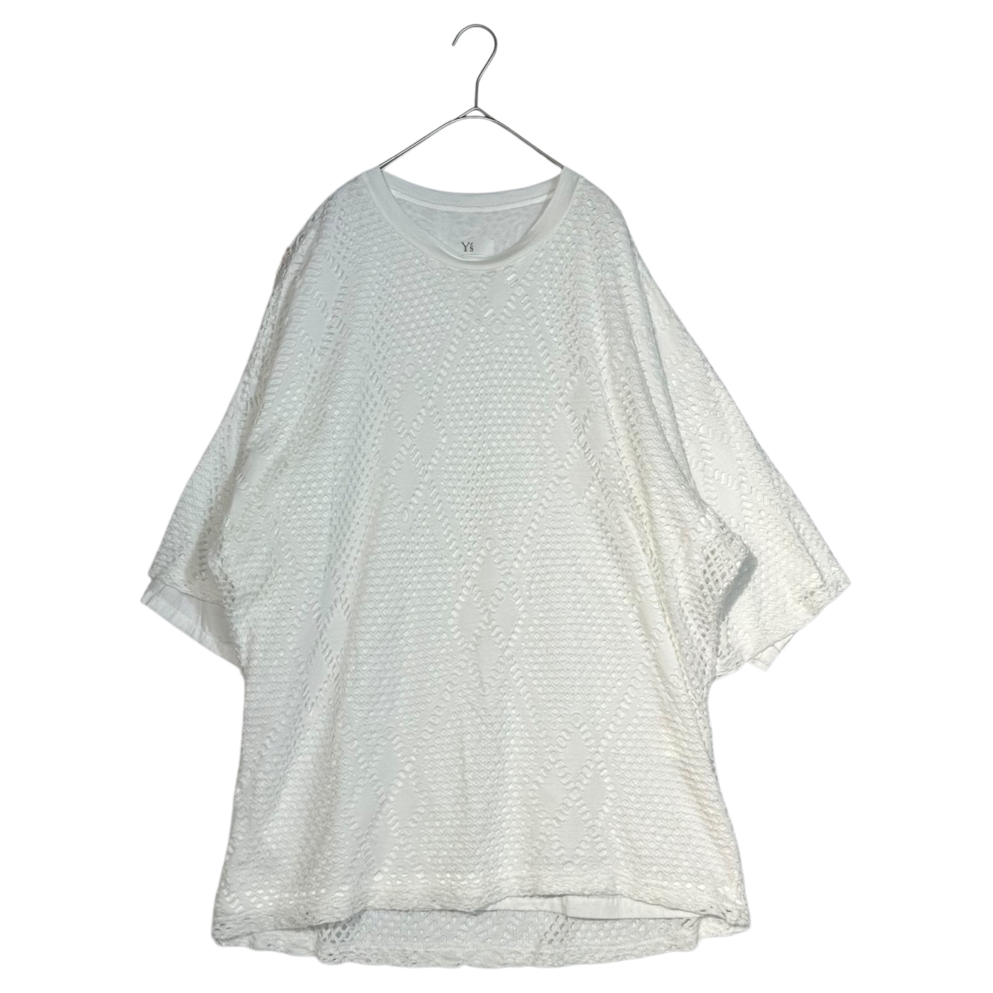 Y's(ワイズ) Cotton Lace Layered Big Silhouette T-Shirt Cut and Sewn コットン レース レイヤード ビッグシルエット Tシャツ カットソー YO-T01-260 2(M程度) ホワイト メンズ着用可能