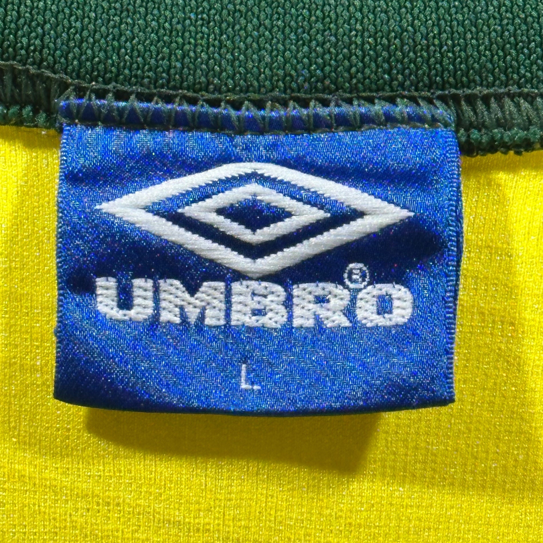 Y.A.R.N. × UMBRO(ヤーン × アンブロ)  23SS Collection Y.A.R.N. x Umbro Game Shirt ヤーン アンブロ ゲームシャツ L イエロー×グリーン オールド アンブロボディ ハンドメイドニット
