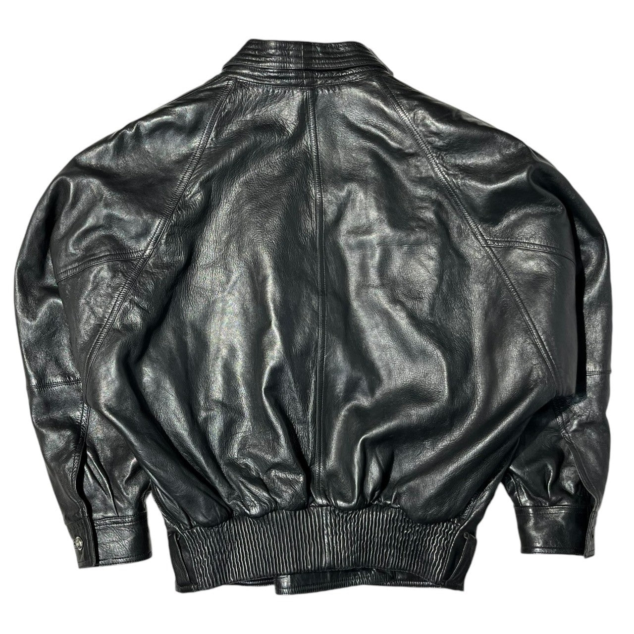 GIANNI VERSACE(ジャンニヴェルサーチ) 80's Vintage kimono leather blouson 80年代 ヴィンテージ 着物 レザー ブルゾン 本人期 ブラック 白タグ 稀少品 アーカイヴ