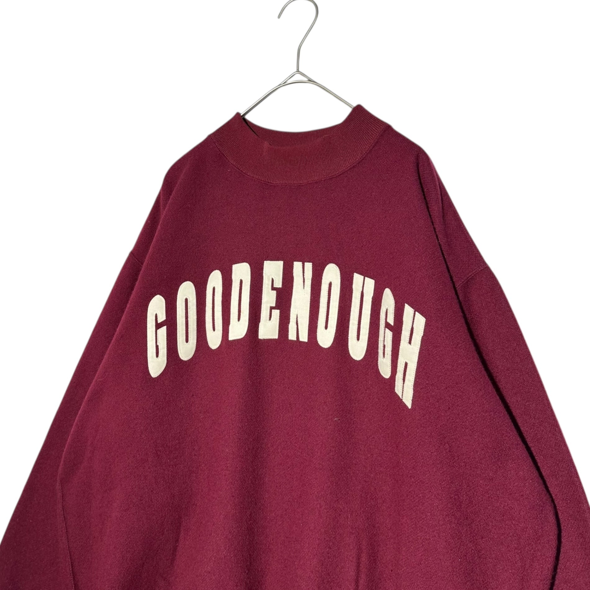 GOODENOUGH(グッドイナフ) 90's Logo Patch High-Neck Wool Sweatshirt ロゴ ワッペン ハイネック ウール スウェット M ボルドー 90年代 ヴィンテージ 初期